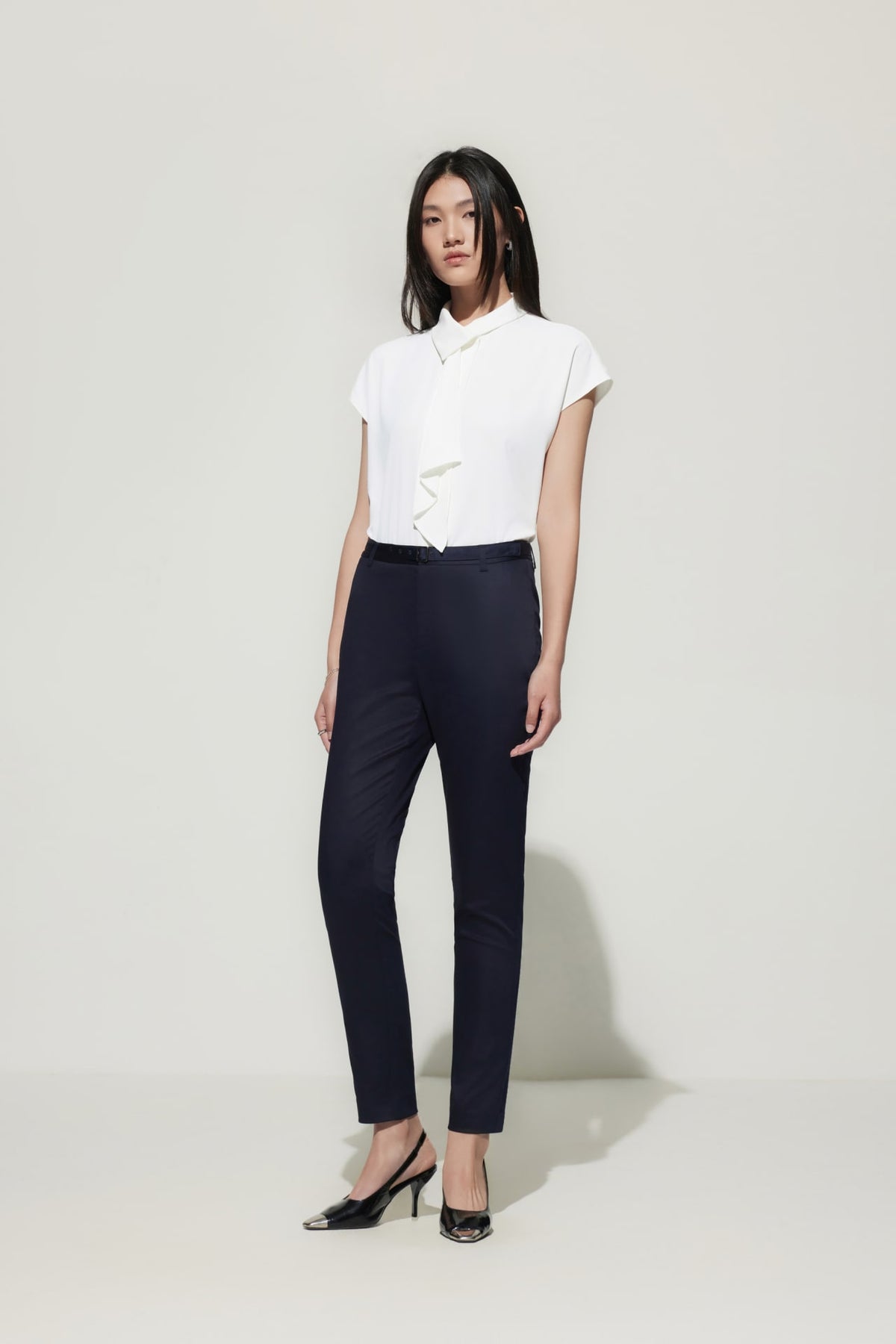 G2000 Pants Cotton Blend Ankle Skinny Casual Pants With Belt Enigmatic Teal Skinny