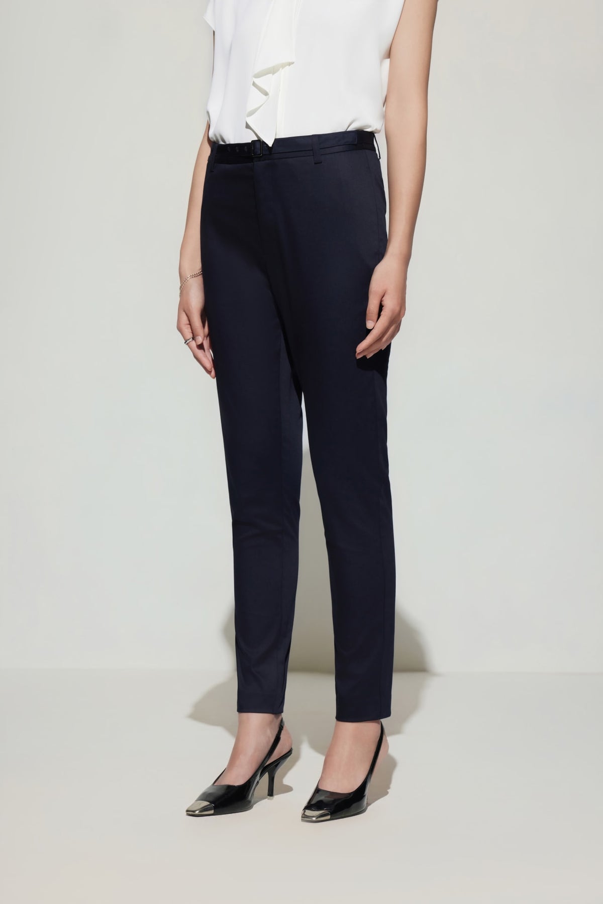 G2000 - Pants - Cotton Blend Ankle Skinny Casual Pants With Belt