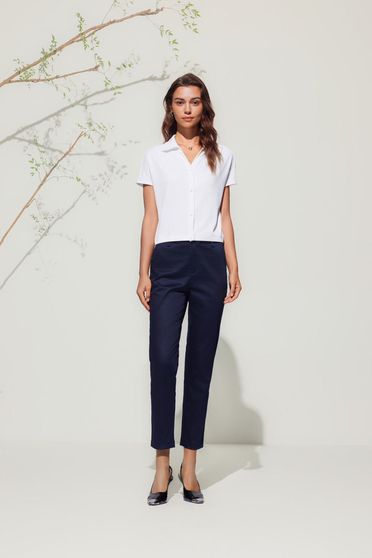 G2000 Pants Cotton Blend Cropped Cigarette Casual Pants