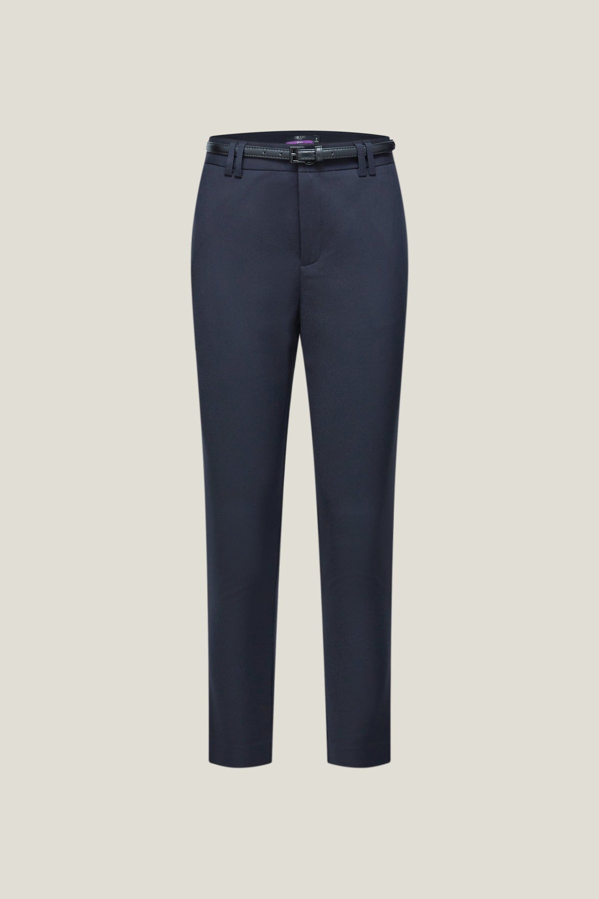 G2000 - Pants - Cotton Blend Cropped Skinny Casual Pants With Belt - Enigmatic Teal - Skinny