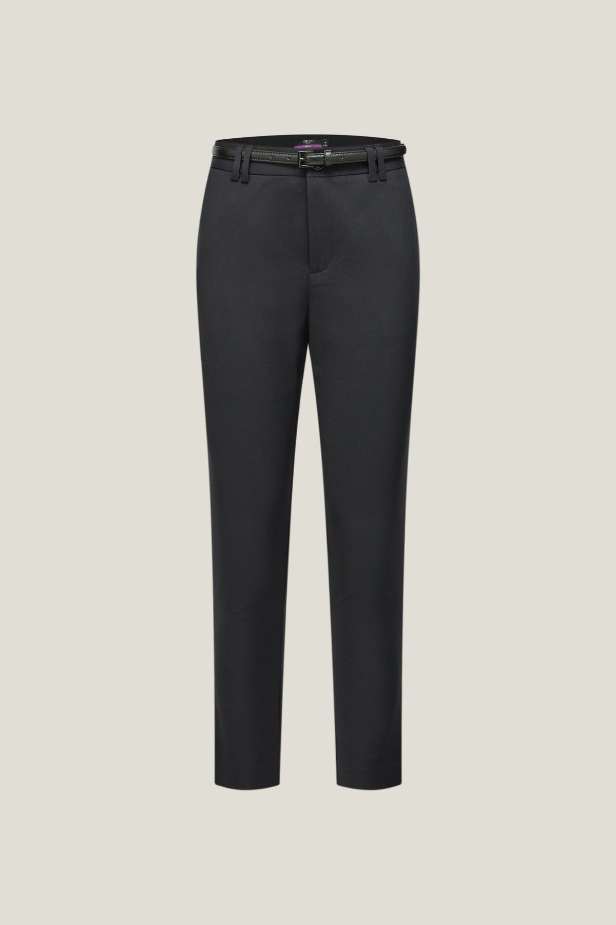 G2000 - Pants - Cotton Blend Cropped Skinny Casual Pants With Belt - Darkened Slate - Skinny