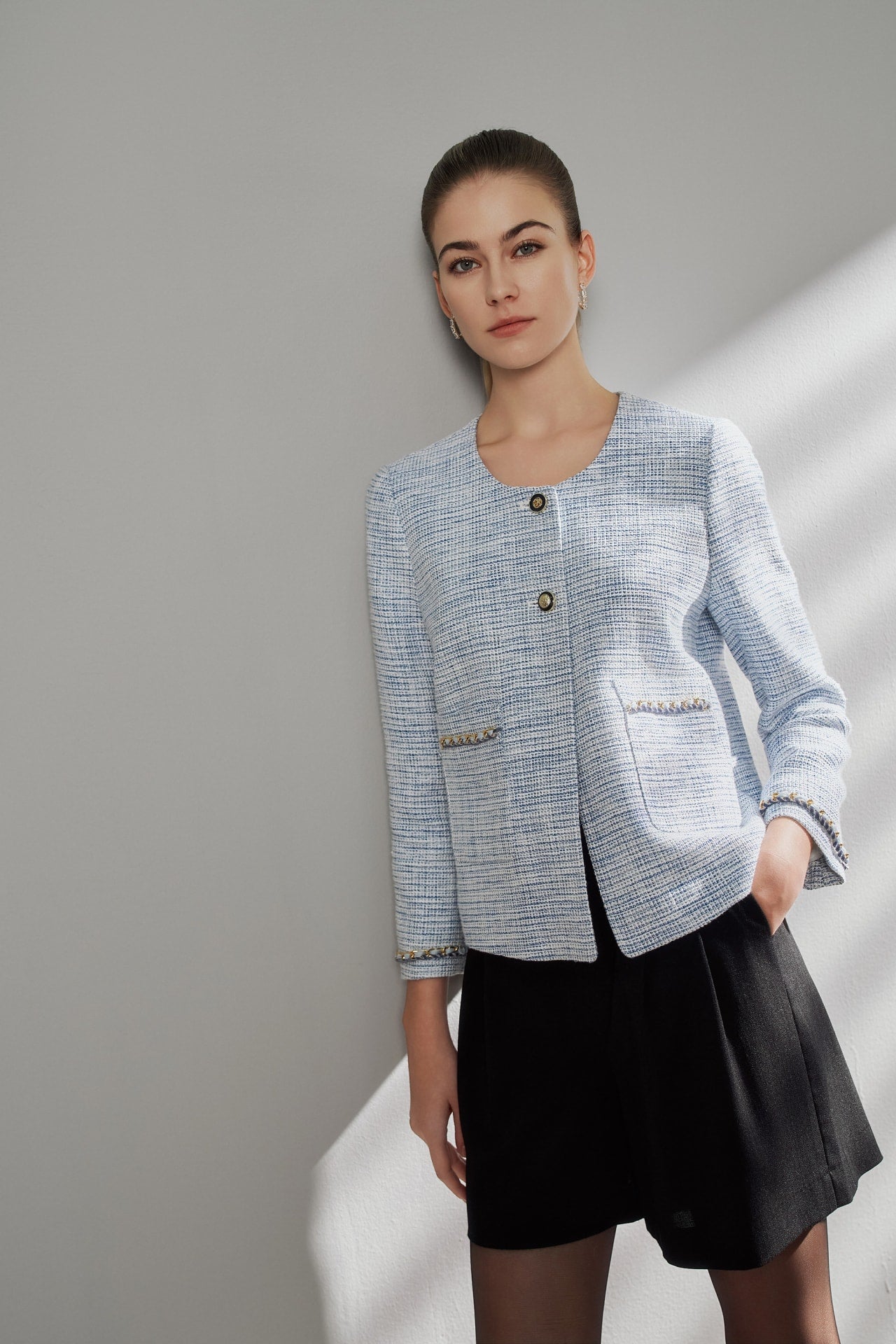 Cotton Blend Metallic Tweed Jacket | G2000 Singapore