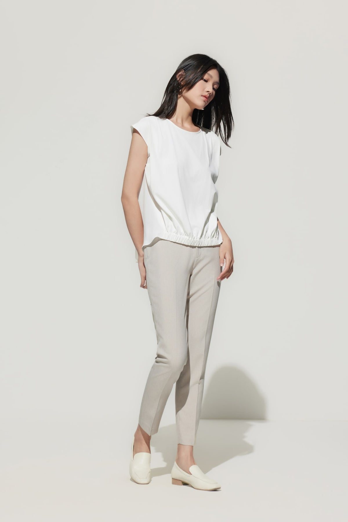 G2000 T-Shirts Back Blockin Knit Top Arctic Linen Regular