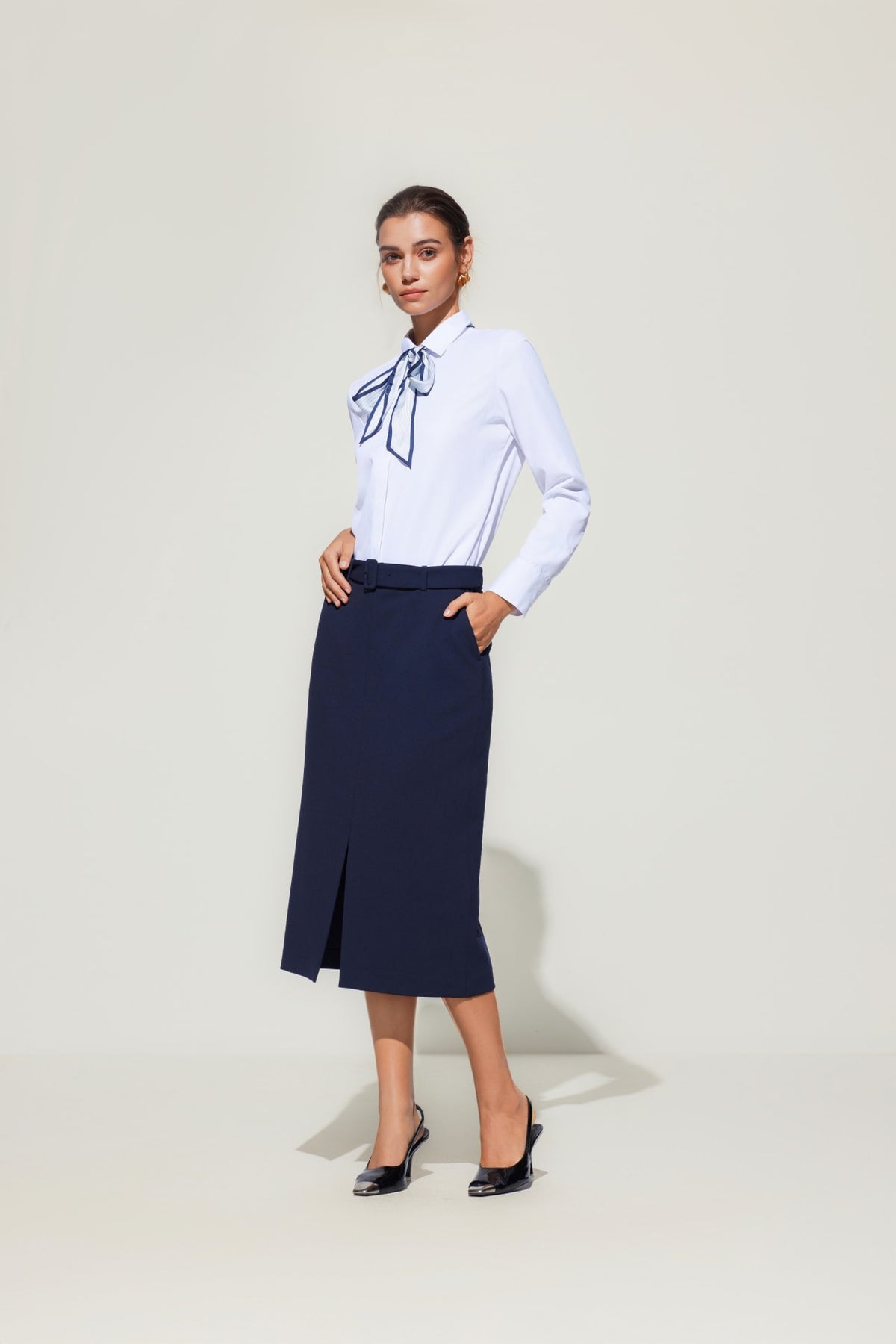 G2000 Skirts Crepe Knit H-Shaped Suit Skirt Enigmatic Teal Regular