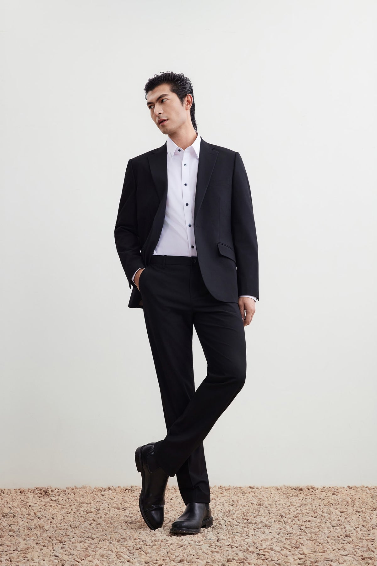 G2000 Suits Anti-Bacterial Comfort-Touch Smart Fit Texture Suit Blazer Black Smart