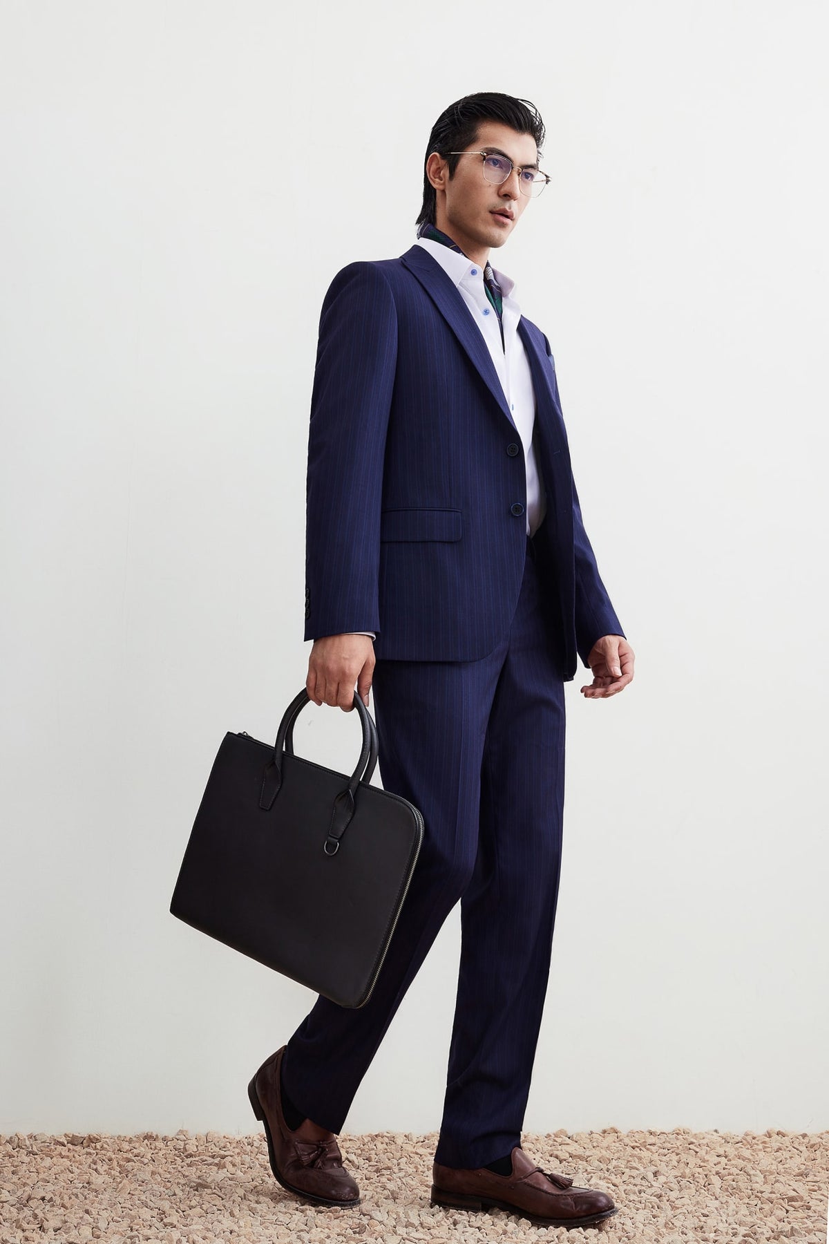G2000 Suits Anti-Bacterial Tailored Fit Stripe Suit Blazer Dark Denim Tailored