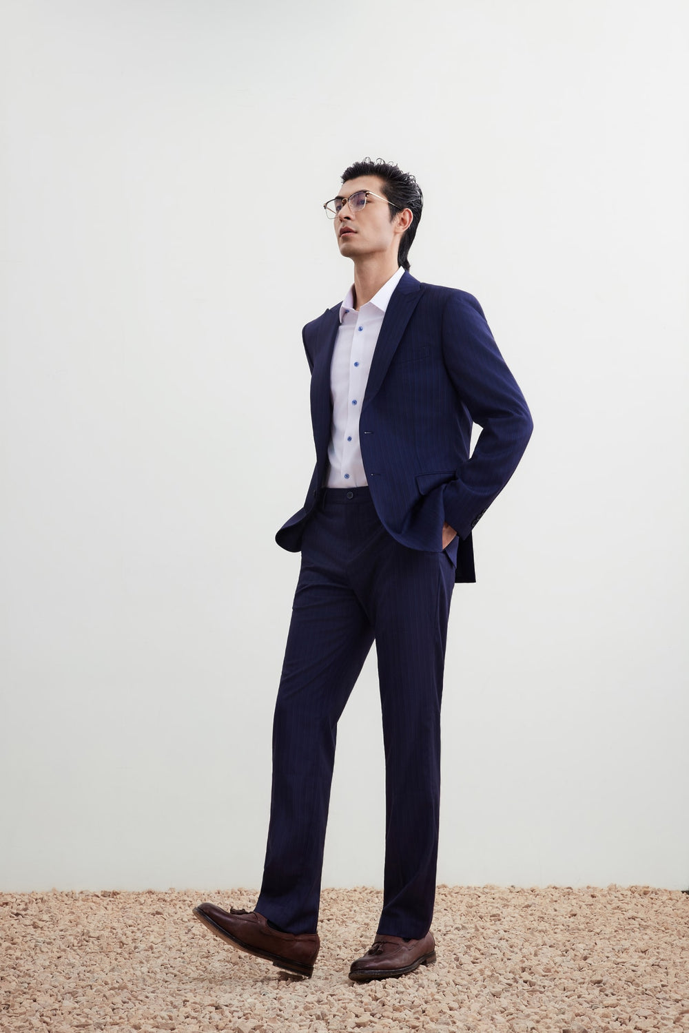 Anti-Bacterial Tailored Fit Stripe Suit Blazer