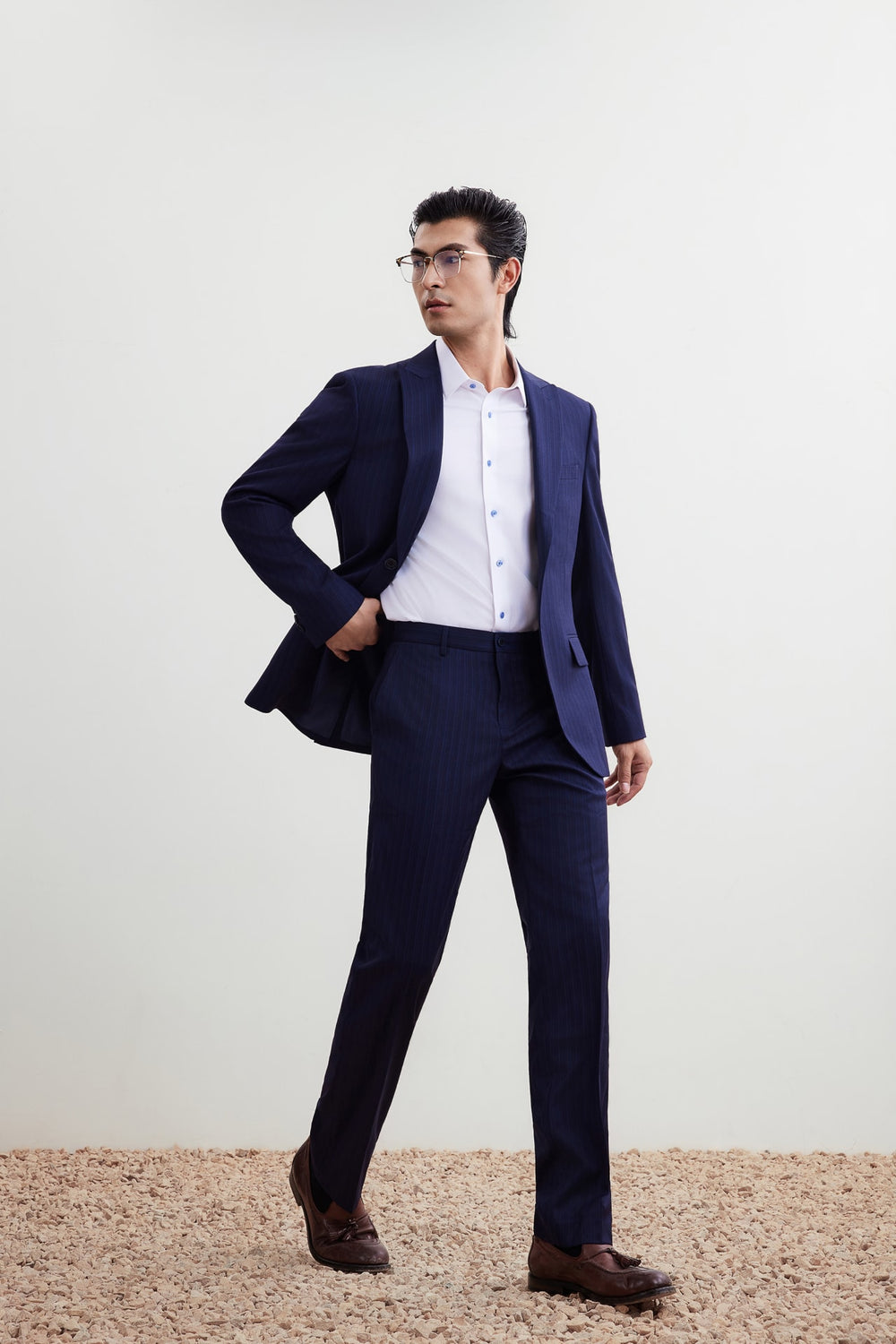 Anti-Bacterial Tailored Fit Stripe Suit Blazer
