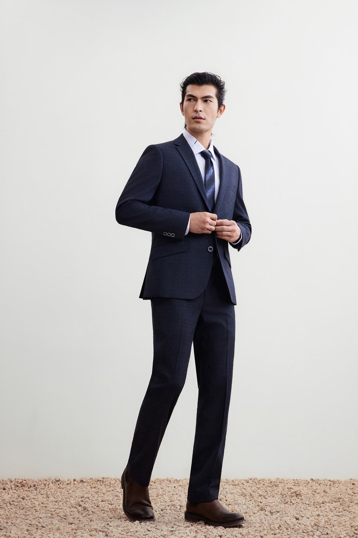 G2000 Suits Anti-Bacterial Smart Fit Check Suit Blazer Charcoal Smart