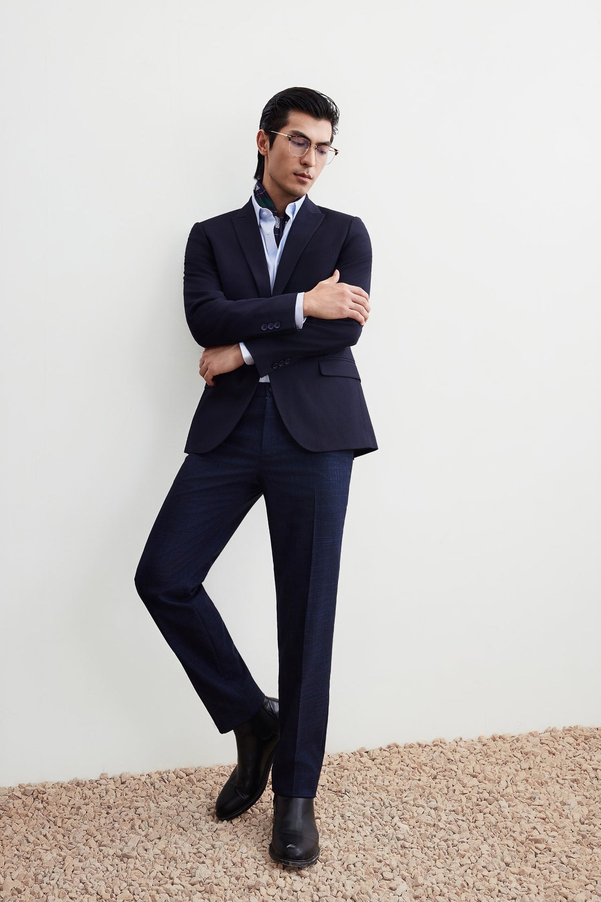 G2000 Suits Anti-Bacterial Smart Fit Tencel Linen Blend Suit Blazer Peacoat Smart