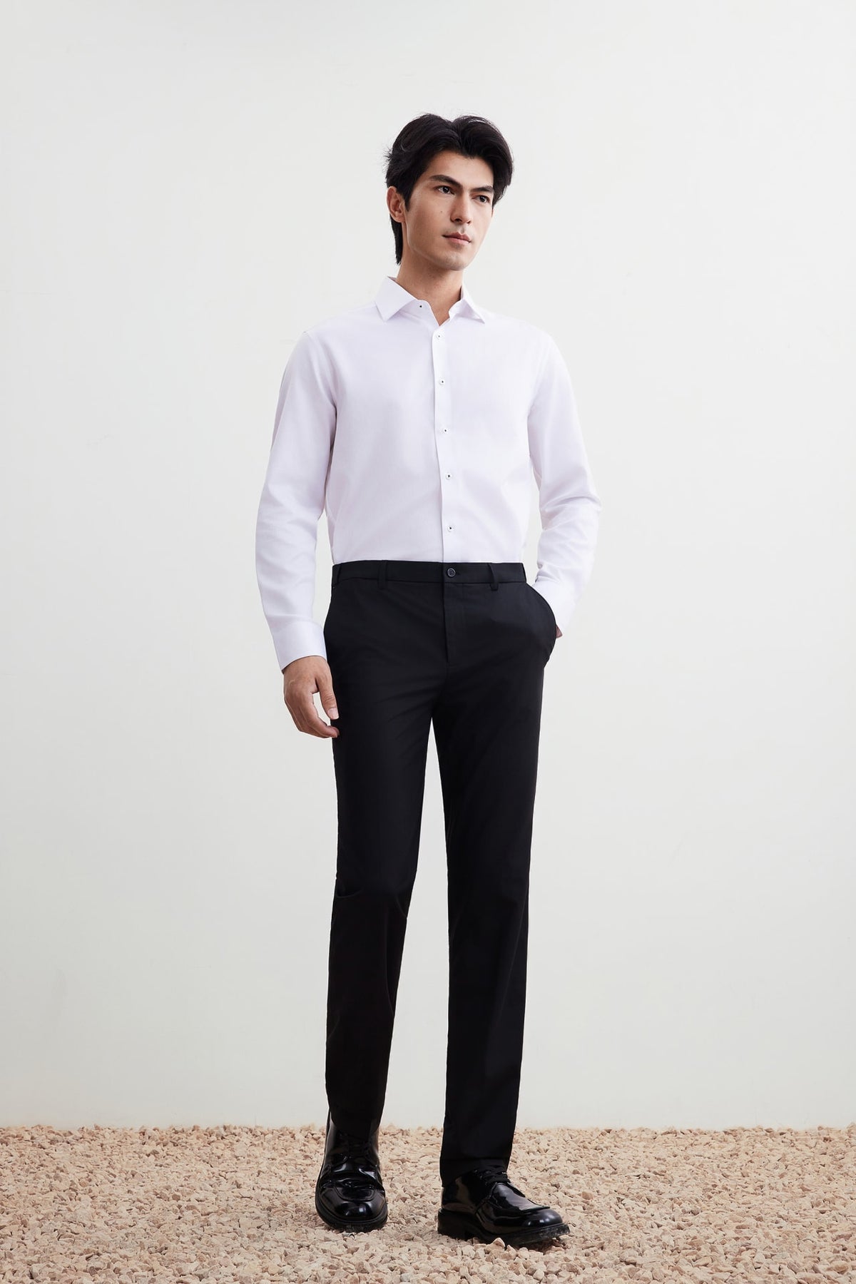 G2000 Shirts Non-Iron Premium Cotton Smart Fit Texture Shirt White Smart