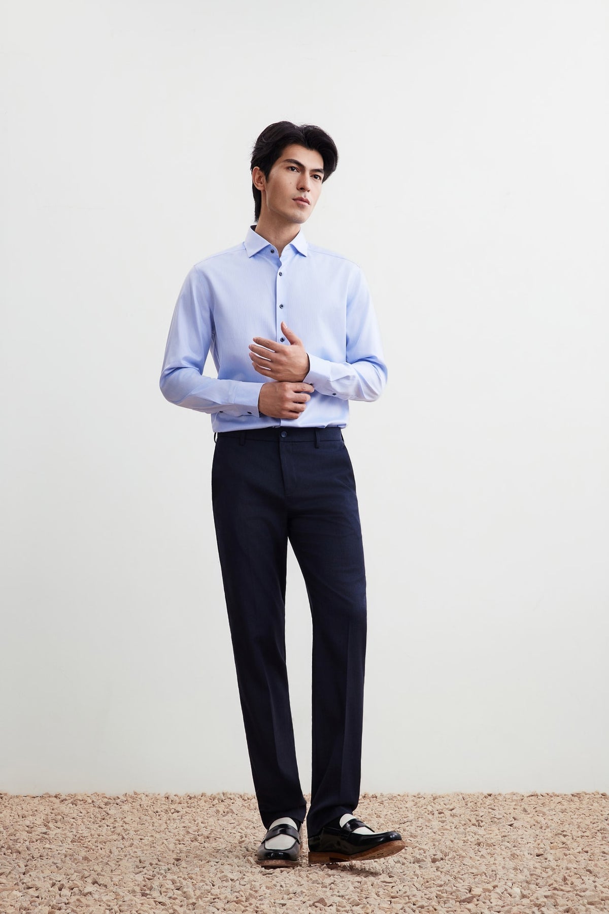 G2000 Shirts Non-Iron Premium Cotton Smart Fit Stripe Shirt Midnight Navy Smart
