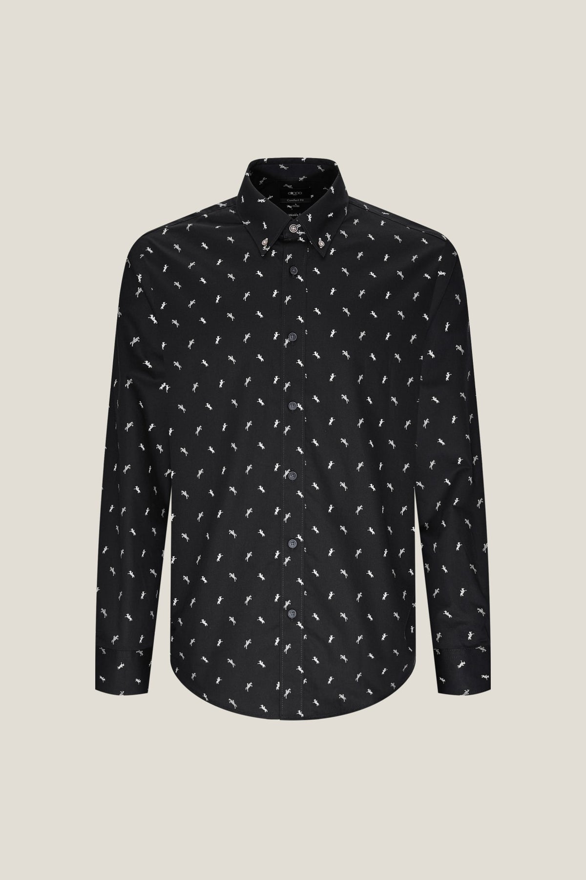 G2000 Shirts Wrinkle-Free Mini Horse Digital Print Comfort Fit Twill Casual Shirt Charcoal Comfort