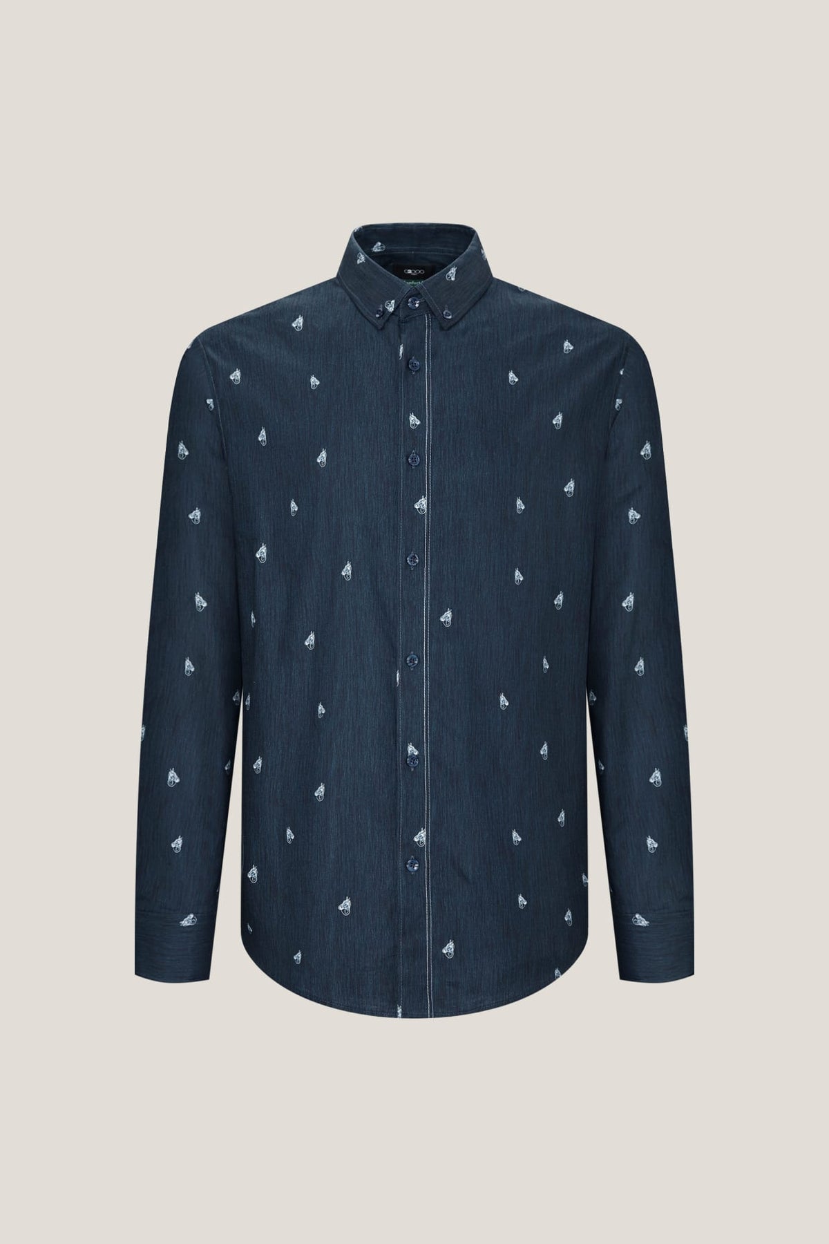 G2000 Shirts Wrinkle-Free Mini Horse Digital Print Comfort Fit Oxford Casual Shirt Peacoat Comfort