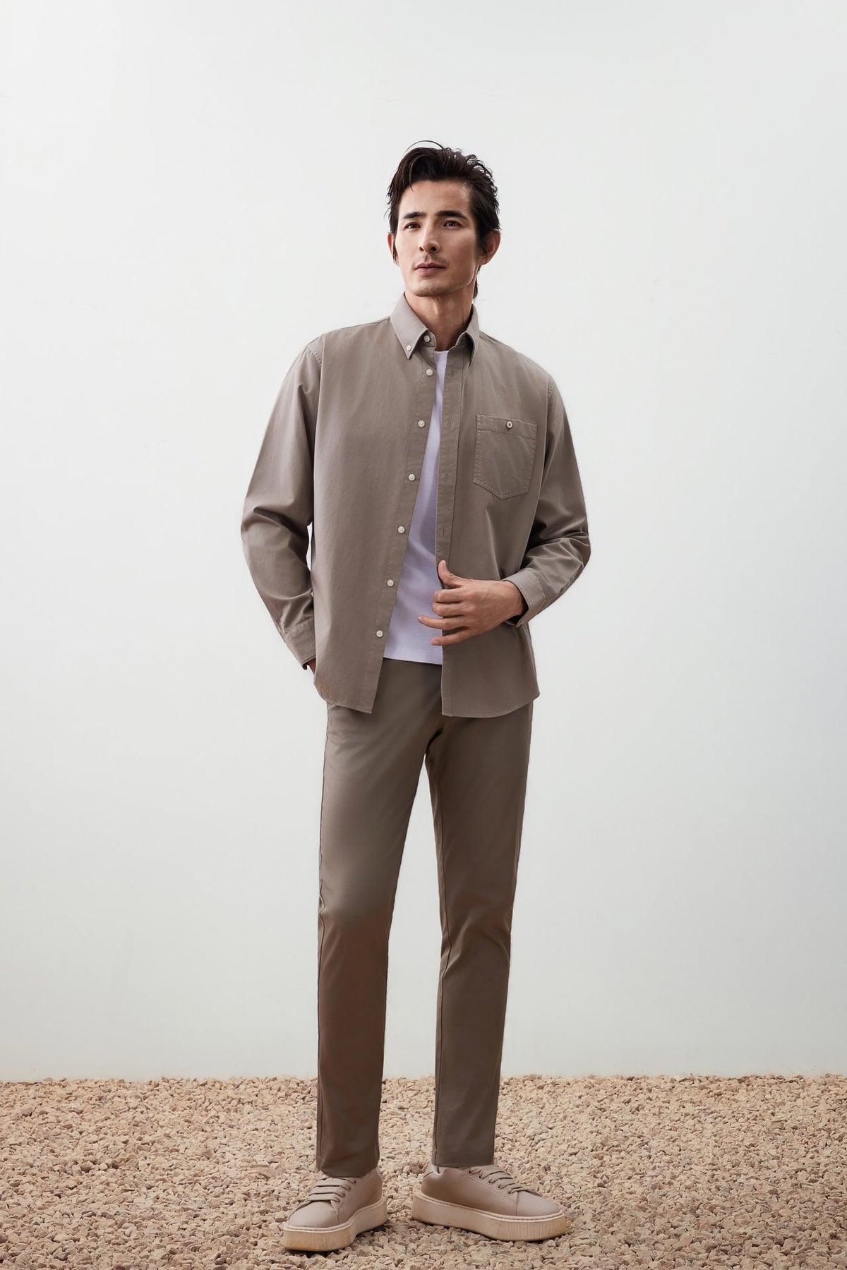 G2000 Shirts Cotton Garment-Dye Comfort Fit Casual Shirt Beige Comfort