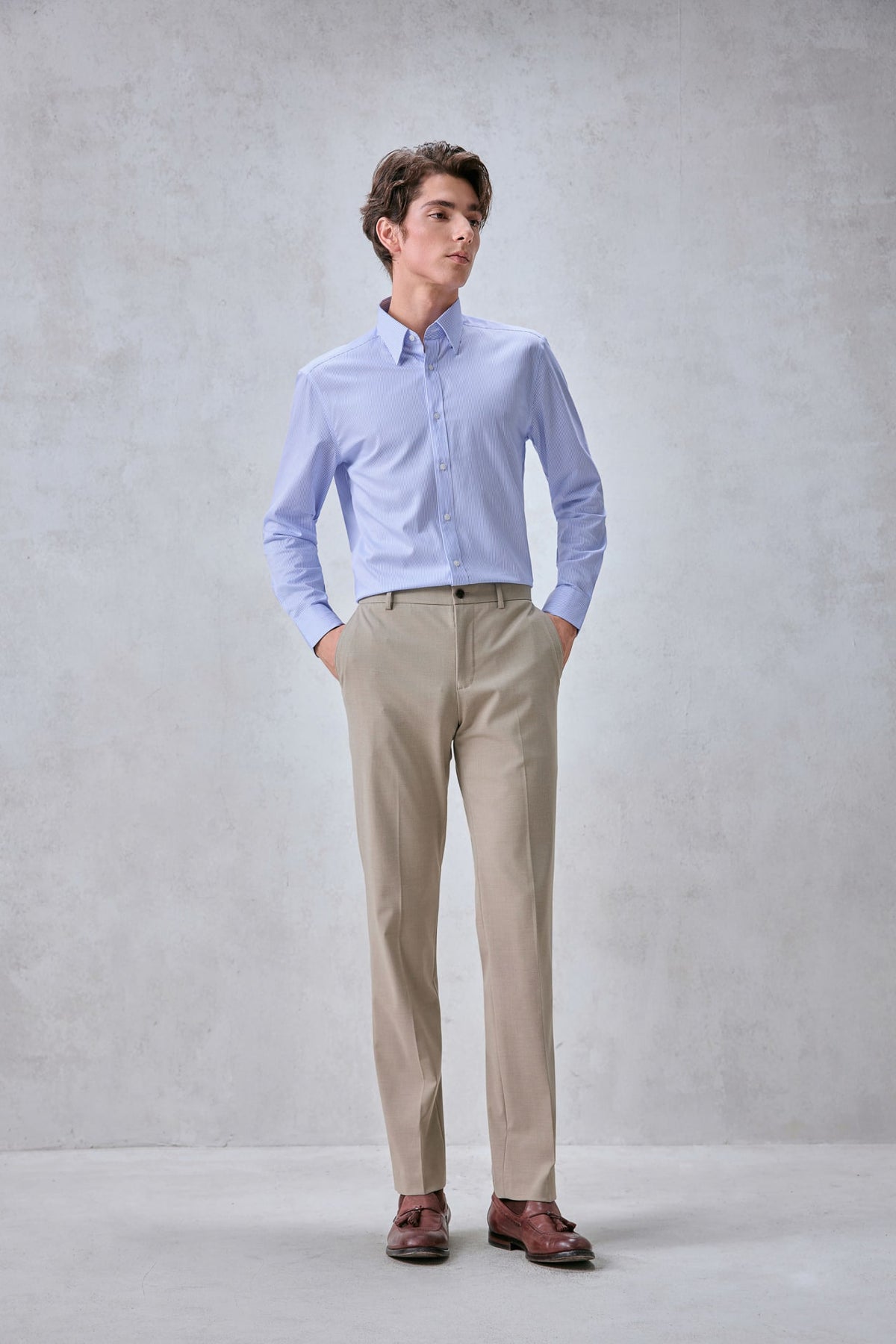 G2000 Shirts Non-Iron Easy Care Stripe Smart Fit Shirt Clear Water Smart
