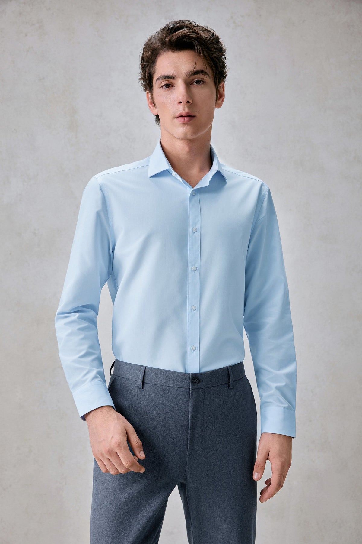 Non-Iron Silky Touch Poplin Smart Fit Long Sleeve Shirt