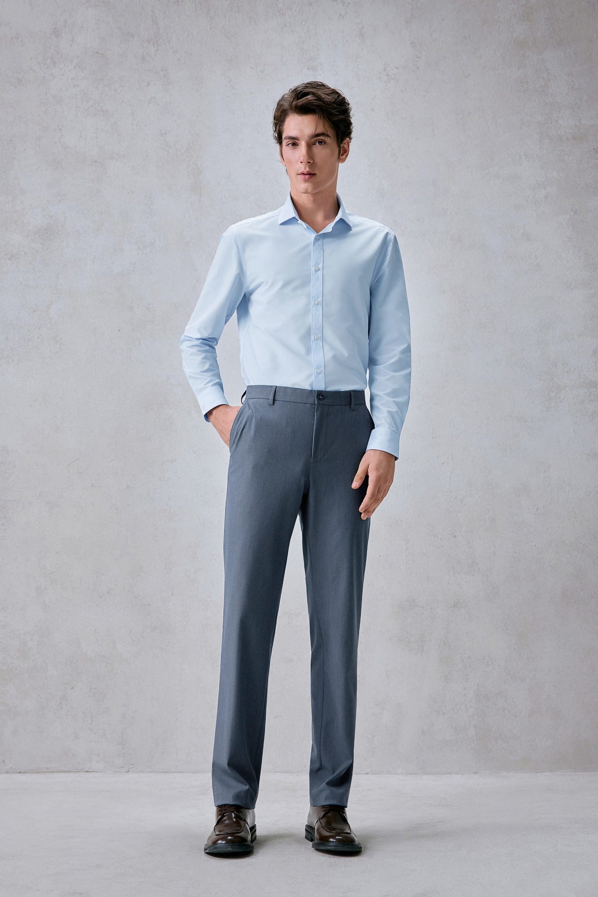 Non-Iron Silky Touch Poplin Smart Fit Long Sleeve Shirt