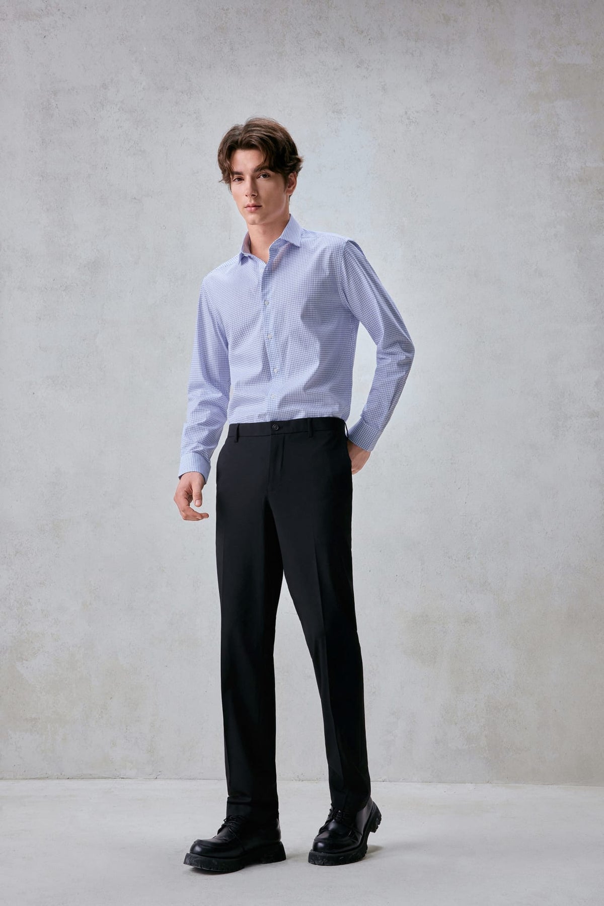 G2000 Shirts Non-Iron Easy Care Check Smart Fit Shirt Midnight Navy Smart