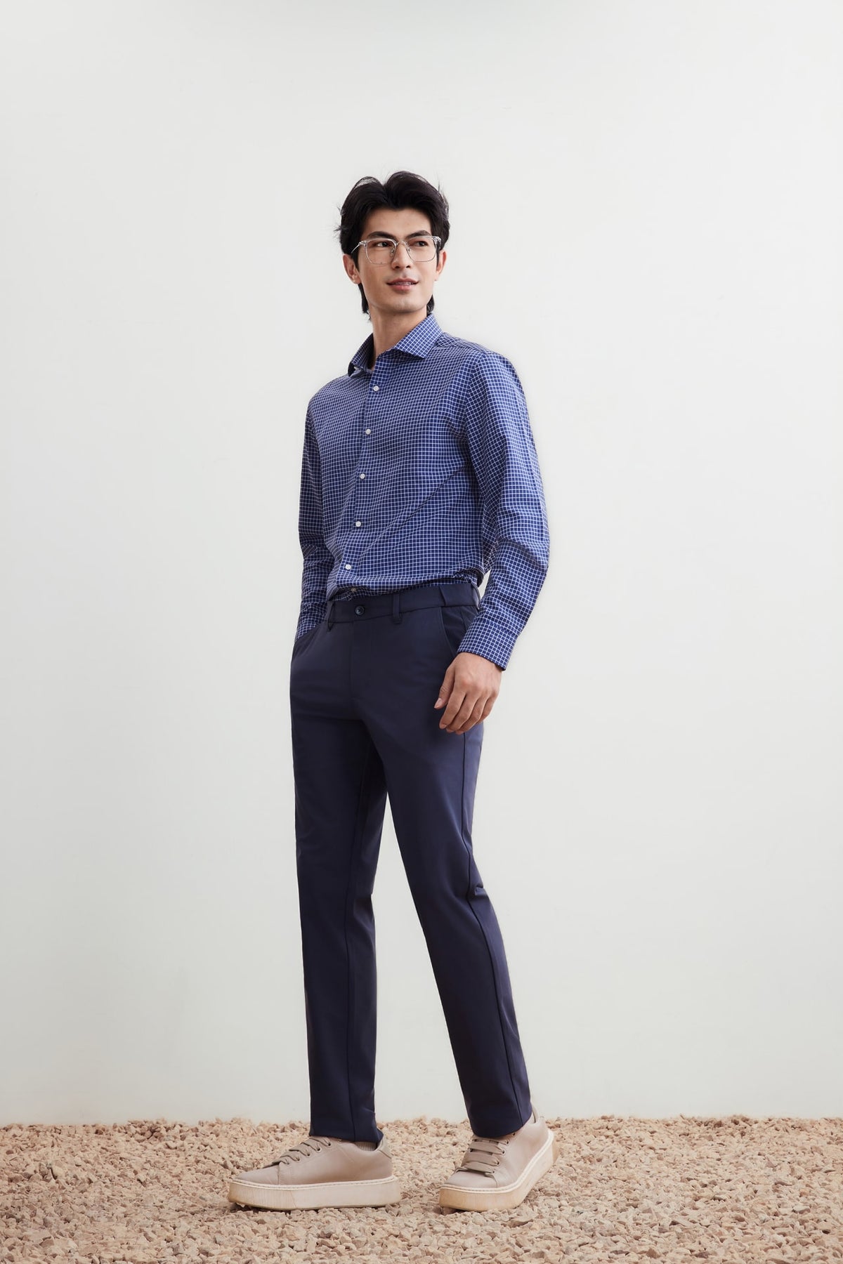 G2000 Shirts Non-Iron Dry Smart Fit Check Shirt Peacoat Smart