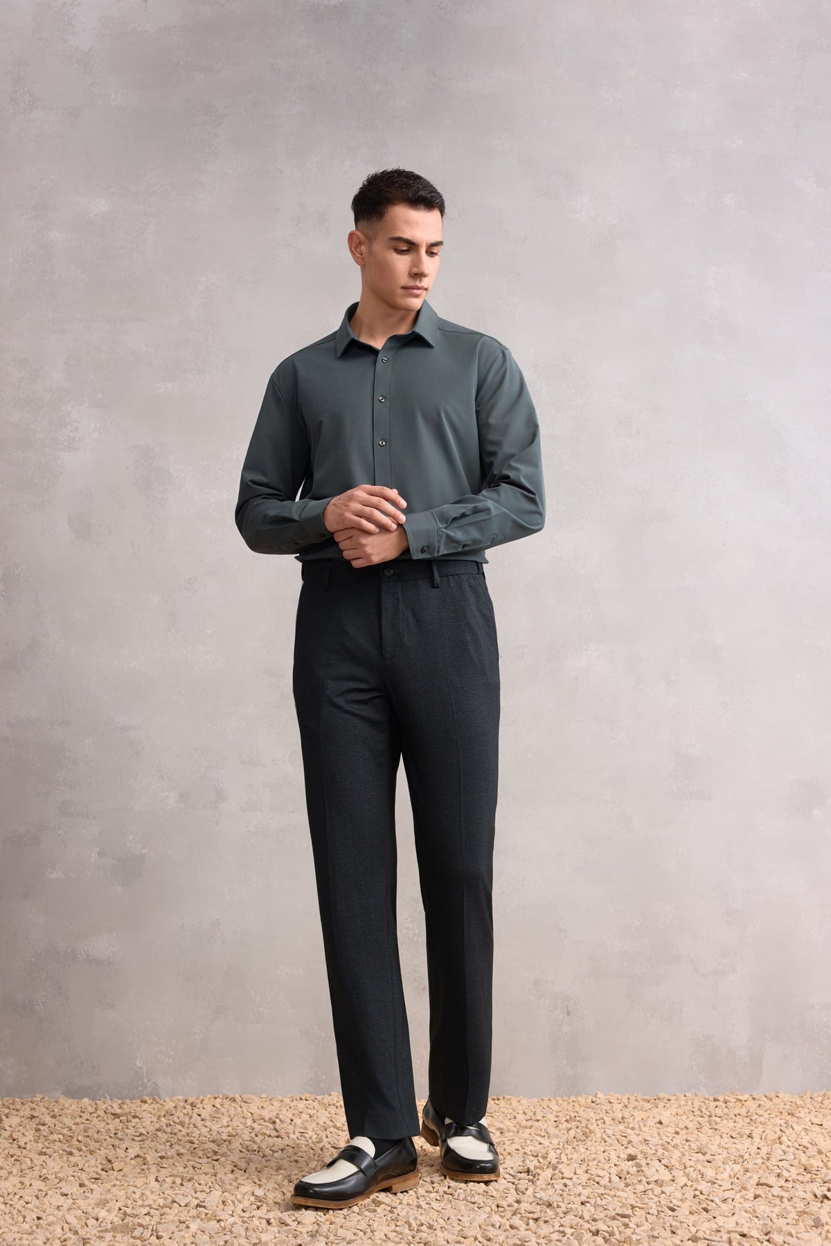 G2000 Shirts Non-Iron Dry Stretch Smart Fit Poplin Shirt Dusty green Smart