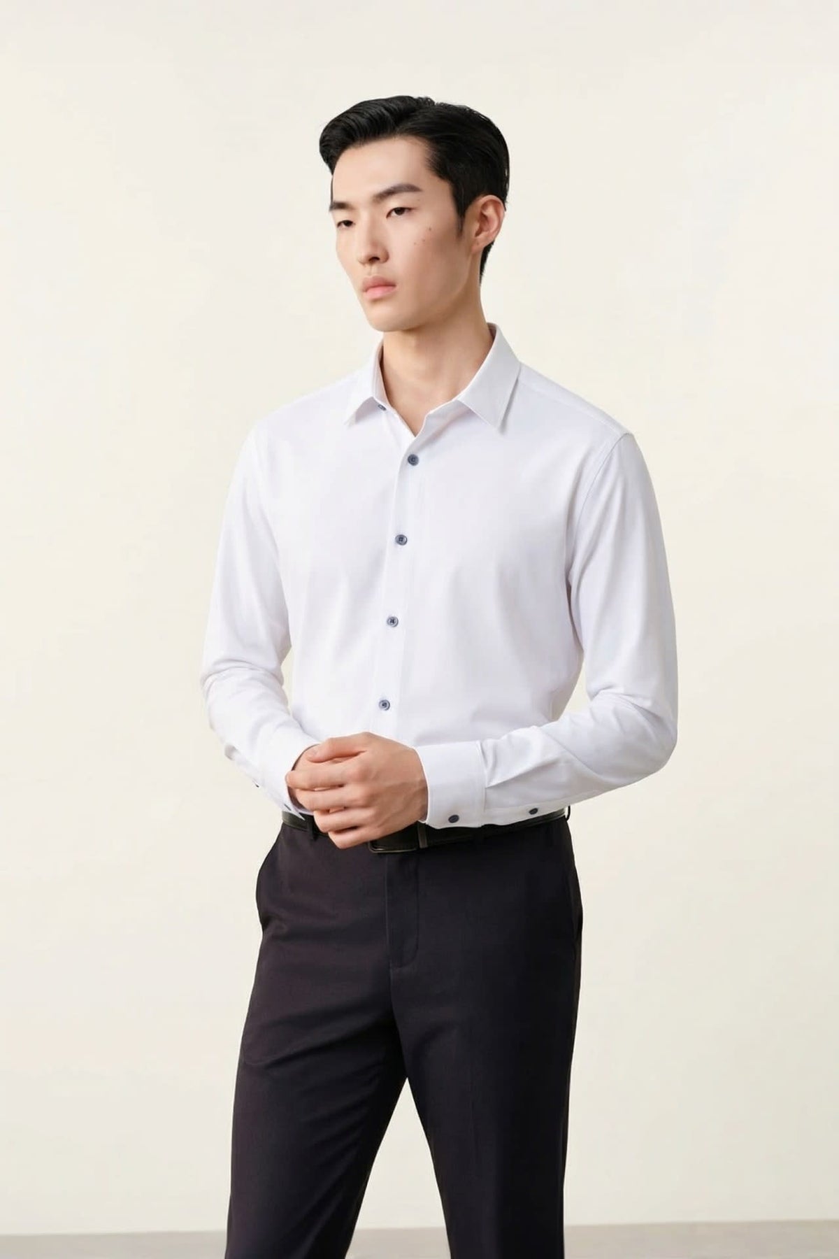 G2000 Shirts Non-Iron Dry Multi-Way Stretch Poplin Slim Fit Long Sleeve Shirt Brilliant White Slim