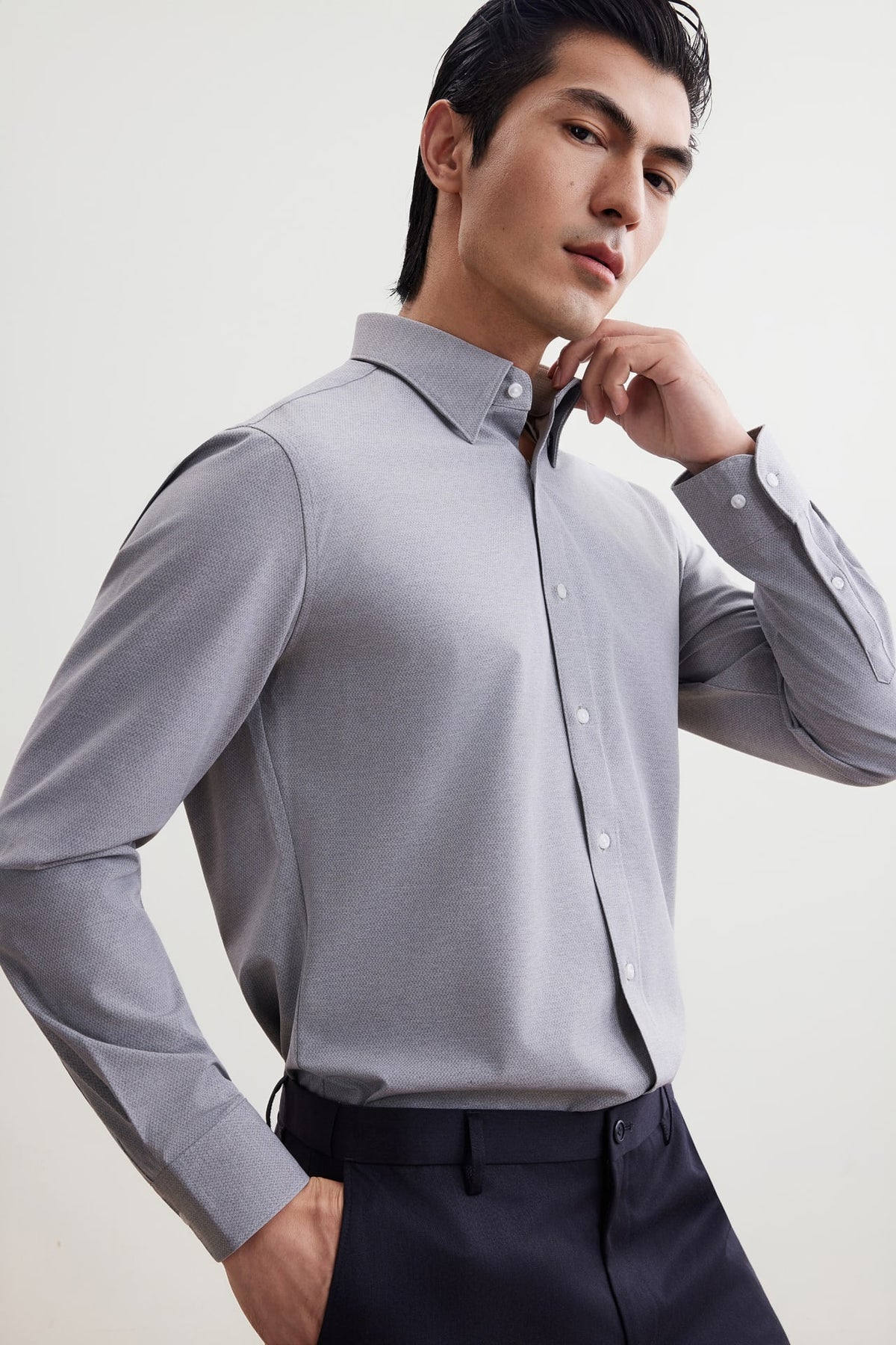 G2000 Shirts Non-Iron Dry Stretch Smart Fit Diamond Semi Solid Shirt