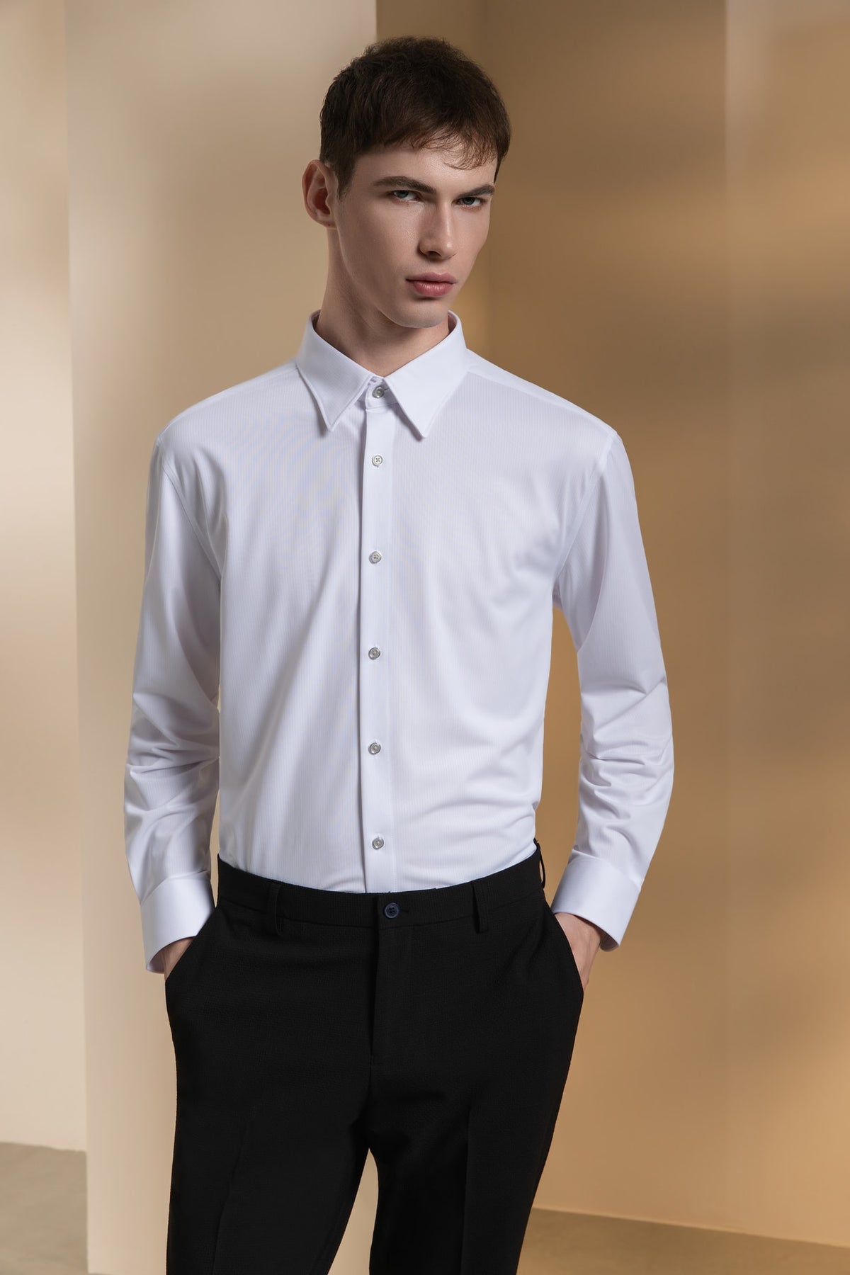 Non-Iron Comfort Knit Smart Fit Long Sleeve Shirt