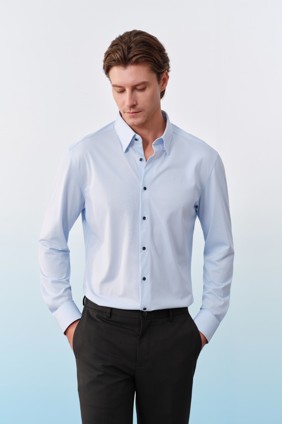 G2000 - Shirts - Non-Iron Warp Knit Slim Fit Long Sleeve Shirt