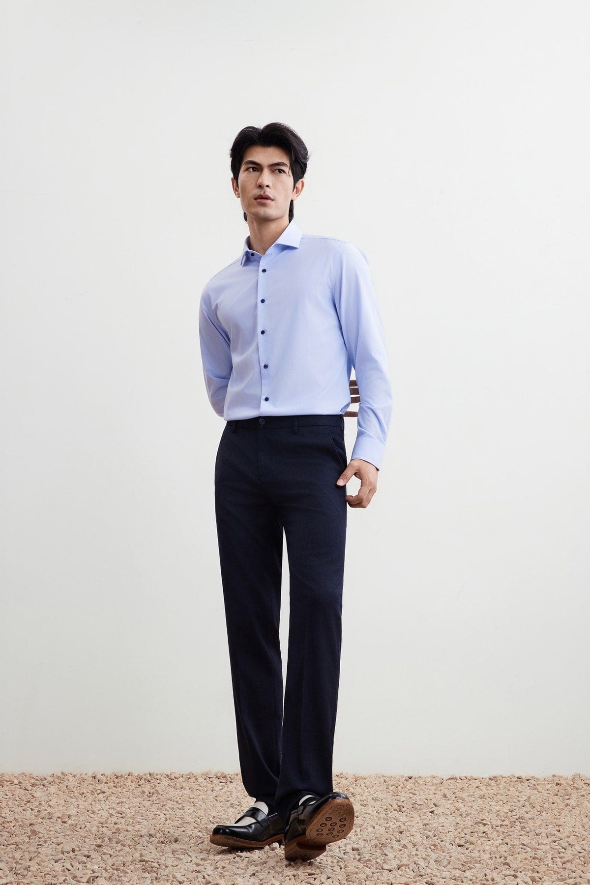 G2000 Shirts Non-Iron Silky Touch Smart Fit 2 Tone Shirt Halogen Blue Smart