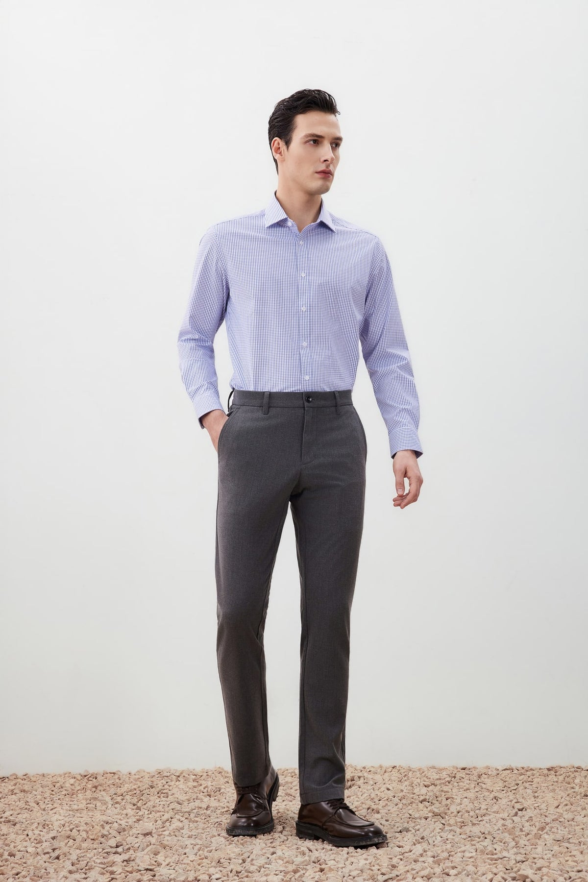 G2000 Shirts Non-Iron Silky Touch Smart Fit Check Shirt Midnight Navy Smart