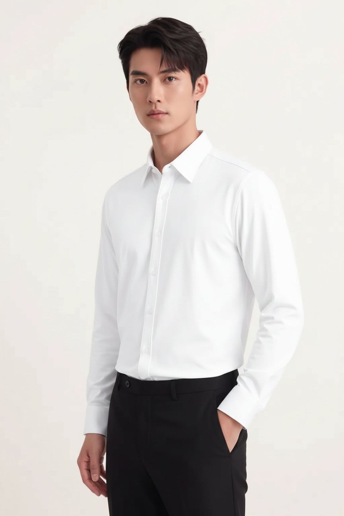 Easy Ironing Opaque UV Protection Fine Twill Smart Fit Long Sleeve Shirt