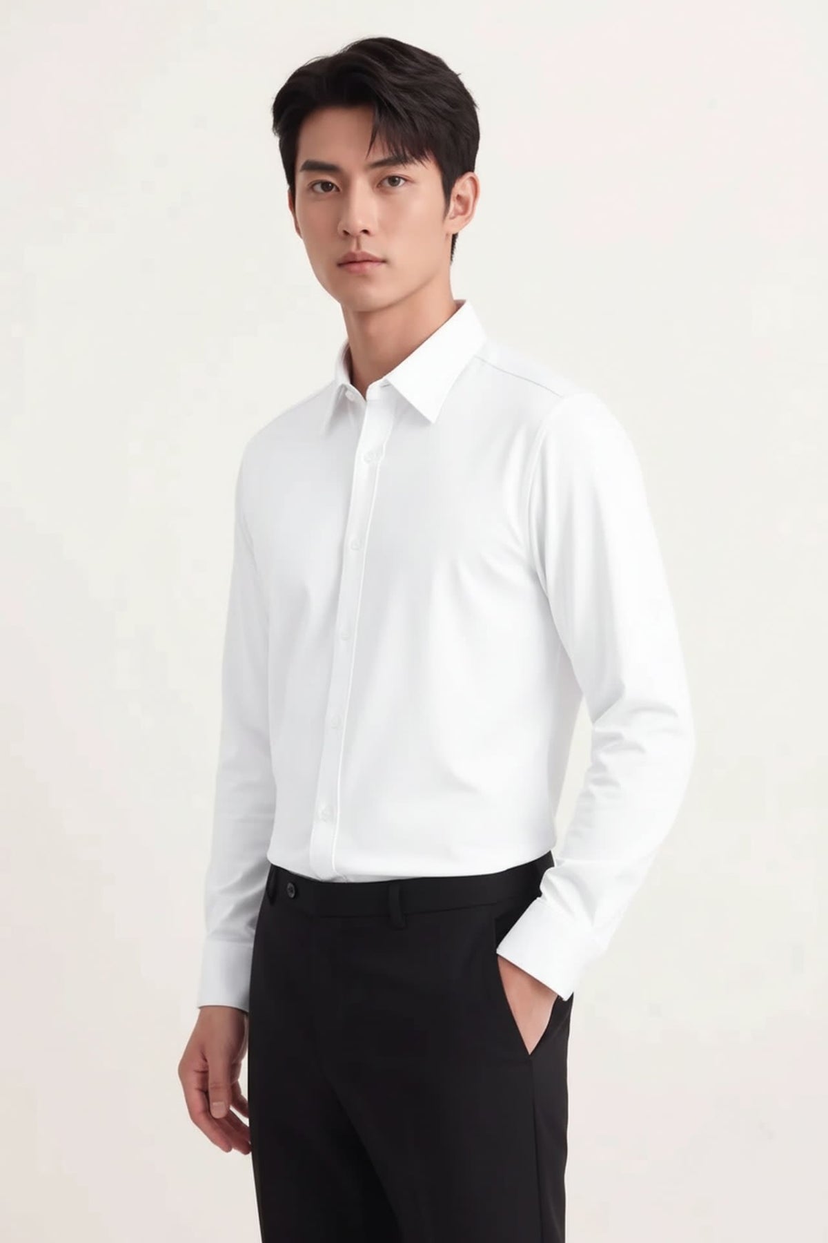 Easy Ironing Opaque UV Protection Fine Twill Smart Fit Long Sleeve Shirt