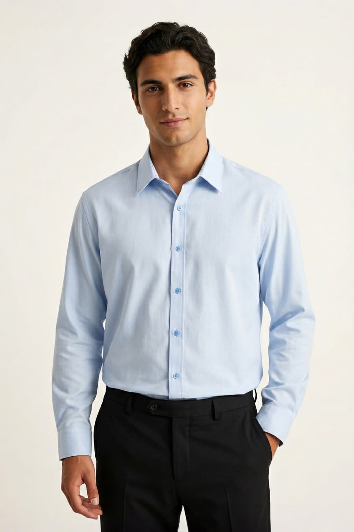 G2000 - Shirts - Easy Care Opaque Anti UV Fine Twill Smart Fit Long Sleeve Shirt - Halogen Blue - Smart