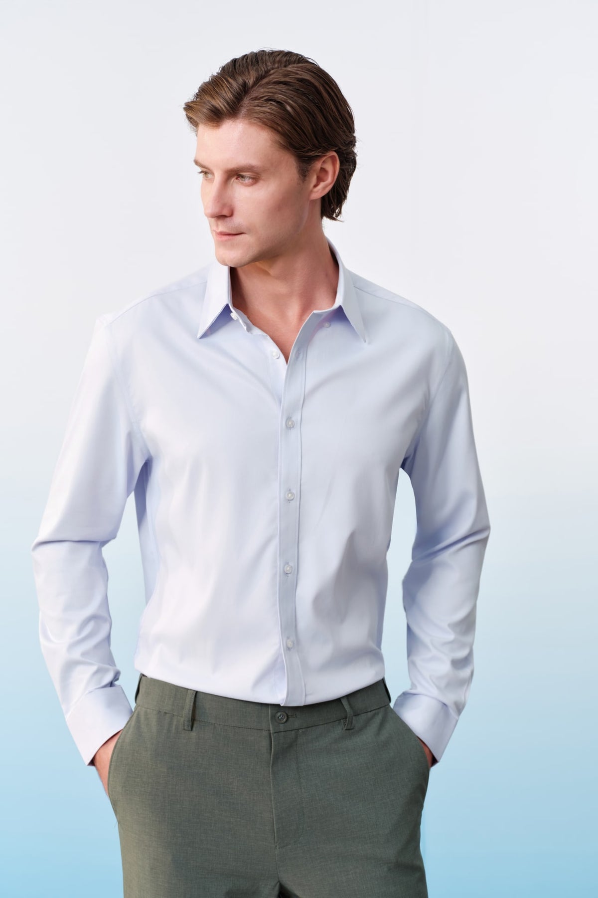 G2000 - Shirts - Easy Care Opaque Anti UV Fine Twill Smart Fit Long Sleeve Shirt - Hyacinth - Smart