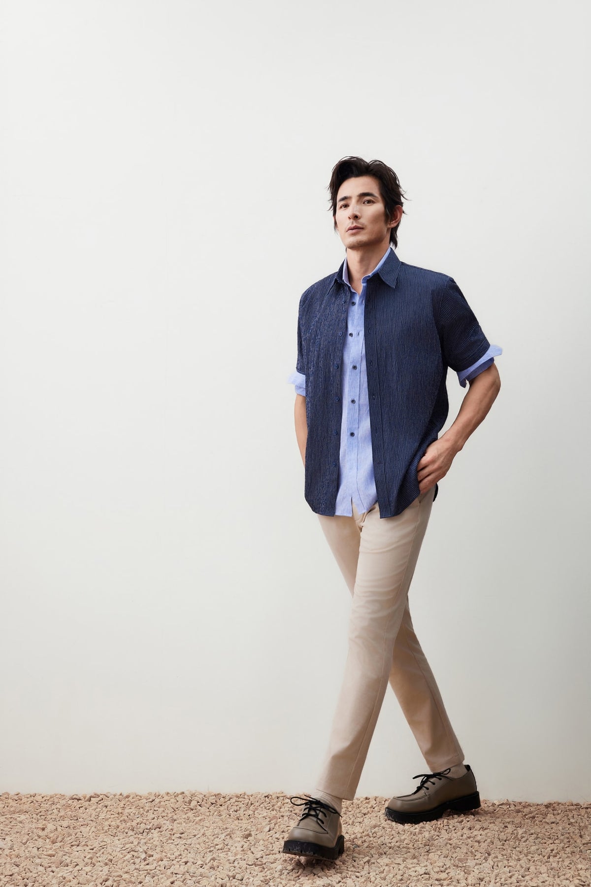 G2000 - Shirts - Linen Blend Comfort Fit Stripe Casual Shirt
