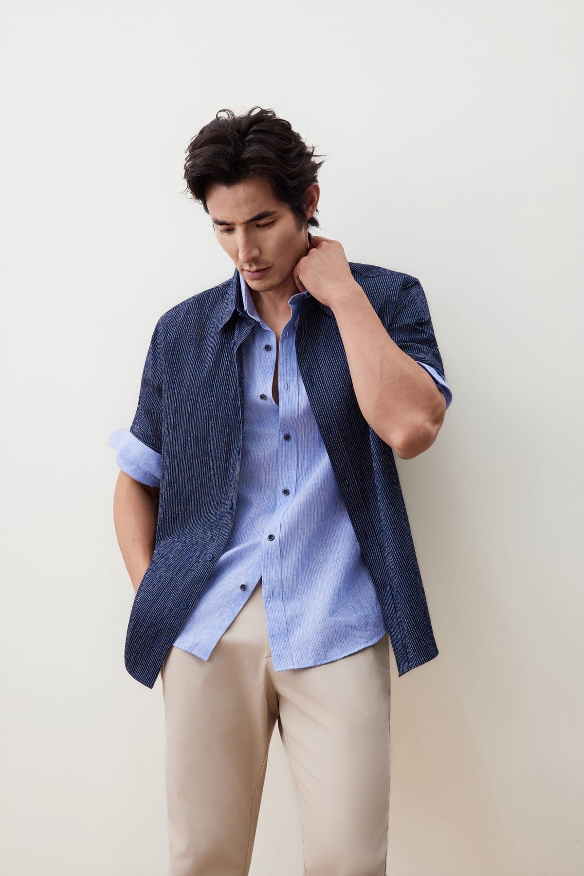 G2000 - Shirts - Linen Blend Comfort Fit Stripe Casual Shirt