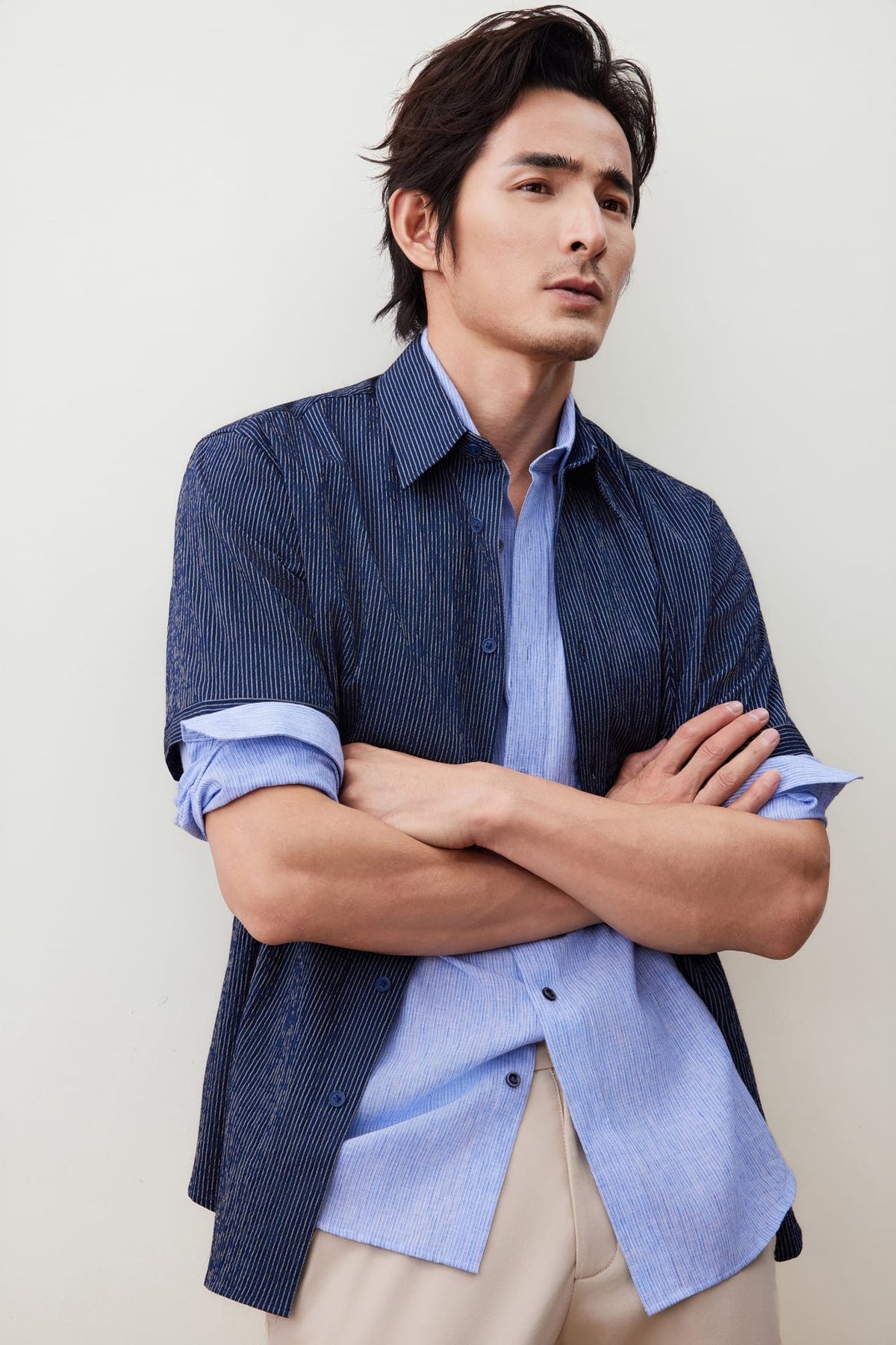 G2000 - Shirts - Linen Blend Comfort Fit Stripe Casual Shirt
