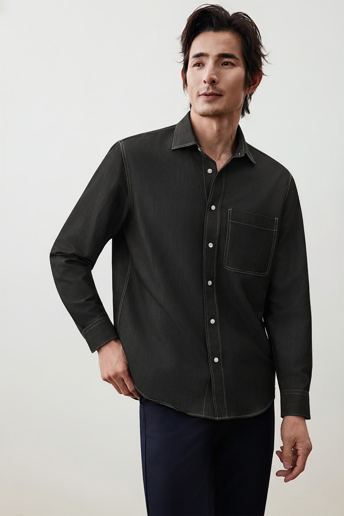 G2000 Shirts Denim-Like Comfort Fit Casual Shirt Black Comfort