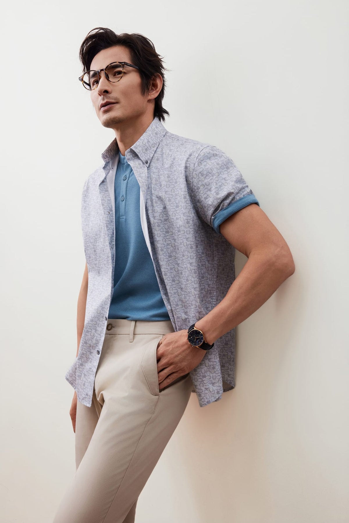 G2000 - Shirts - Wrinkle-Free Horseshoe Digital Print Comfort Fit Twill Short Sleeve Casual Shirt