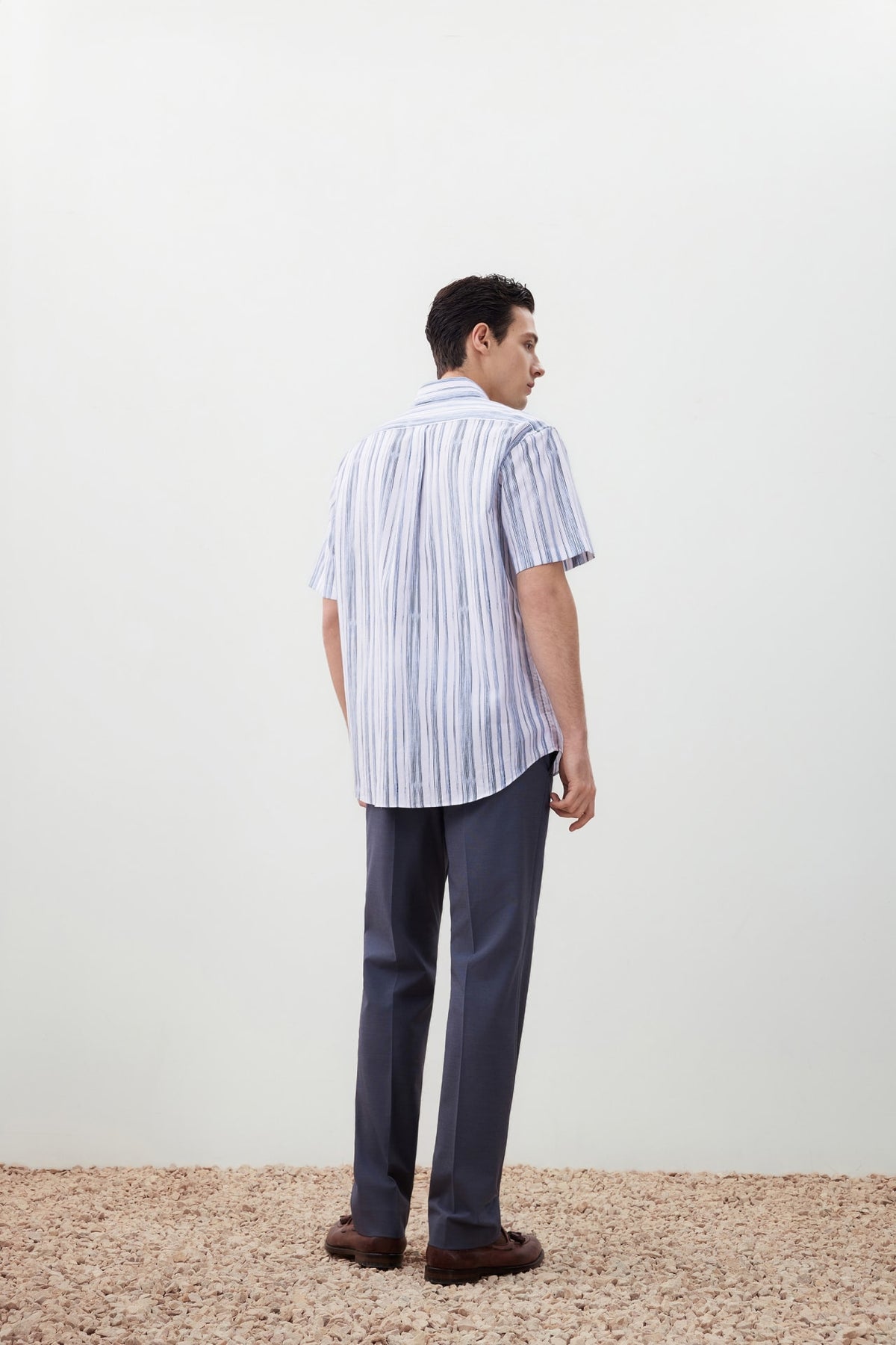 G2000 - Shirts - Wrinkle-Free Stripe Digital Print Comfort Fit Oxford Short Sleeve Casual Shirt
