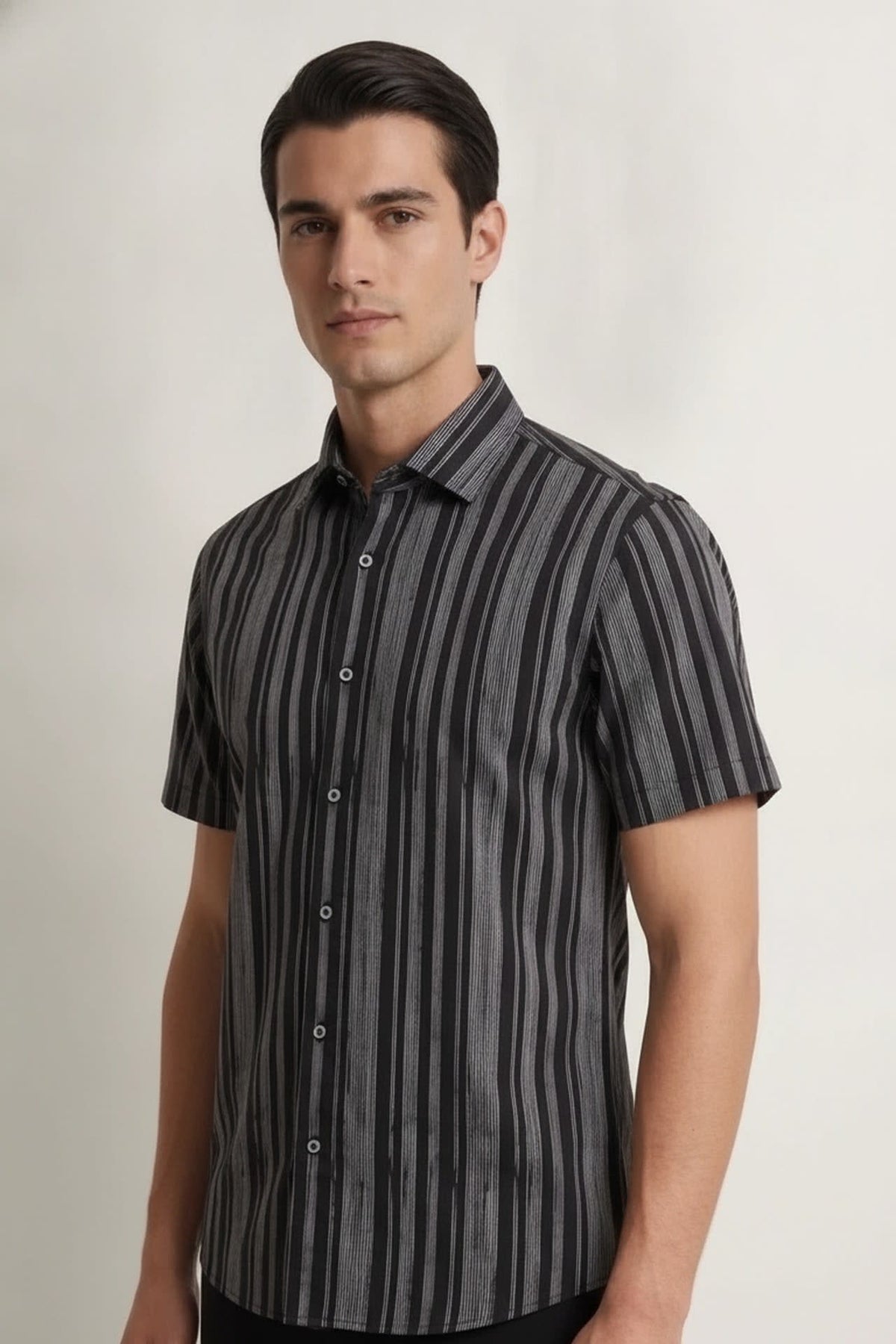 G2000 - Shirts - Wrinkle-Free Stripe Digital Print Comfort Fit Oxford Short Sleeve Casual Shirt