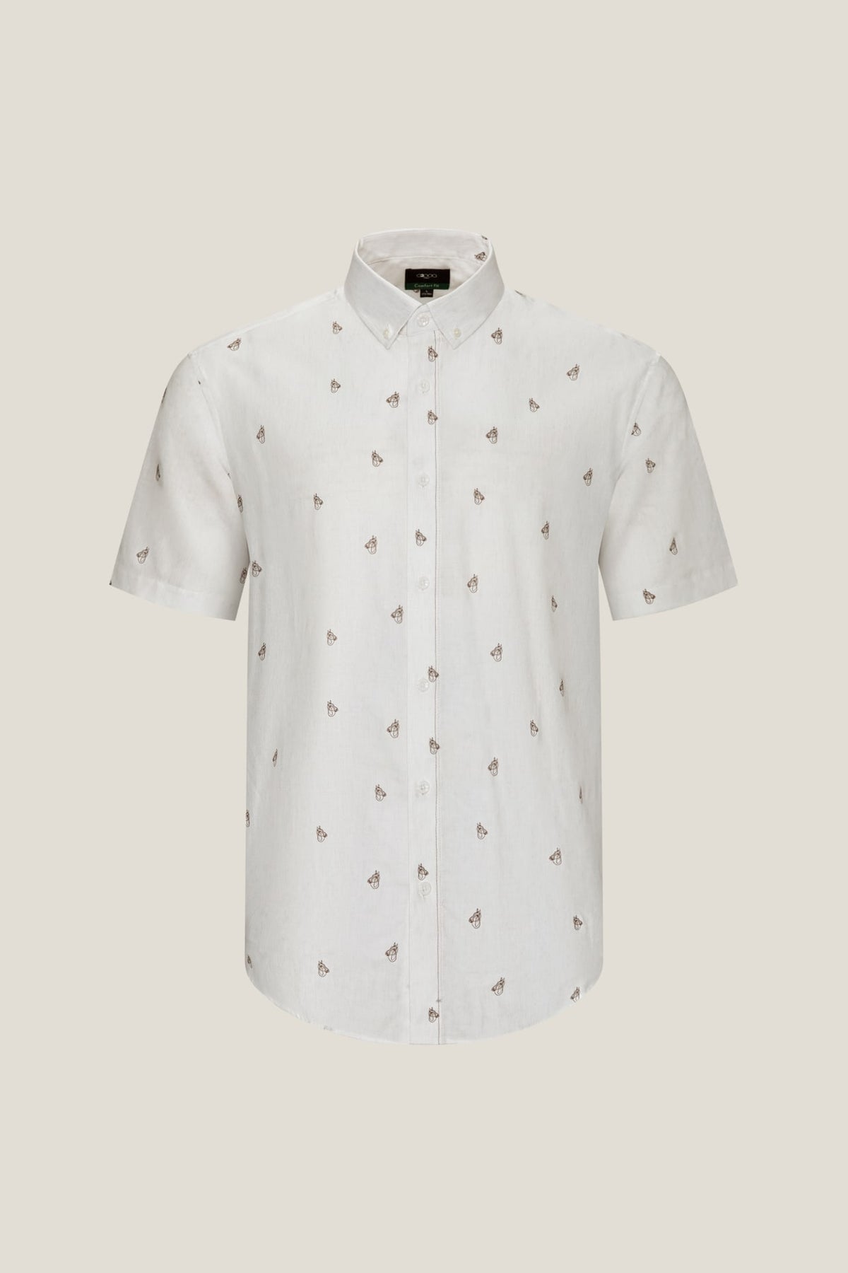 G2000 Shirts Wrinkle-Free Mini Horse Digital Print Comfort Fit Oxford Short Sleeve Casual Shirt Whis White Comfort