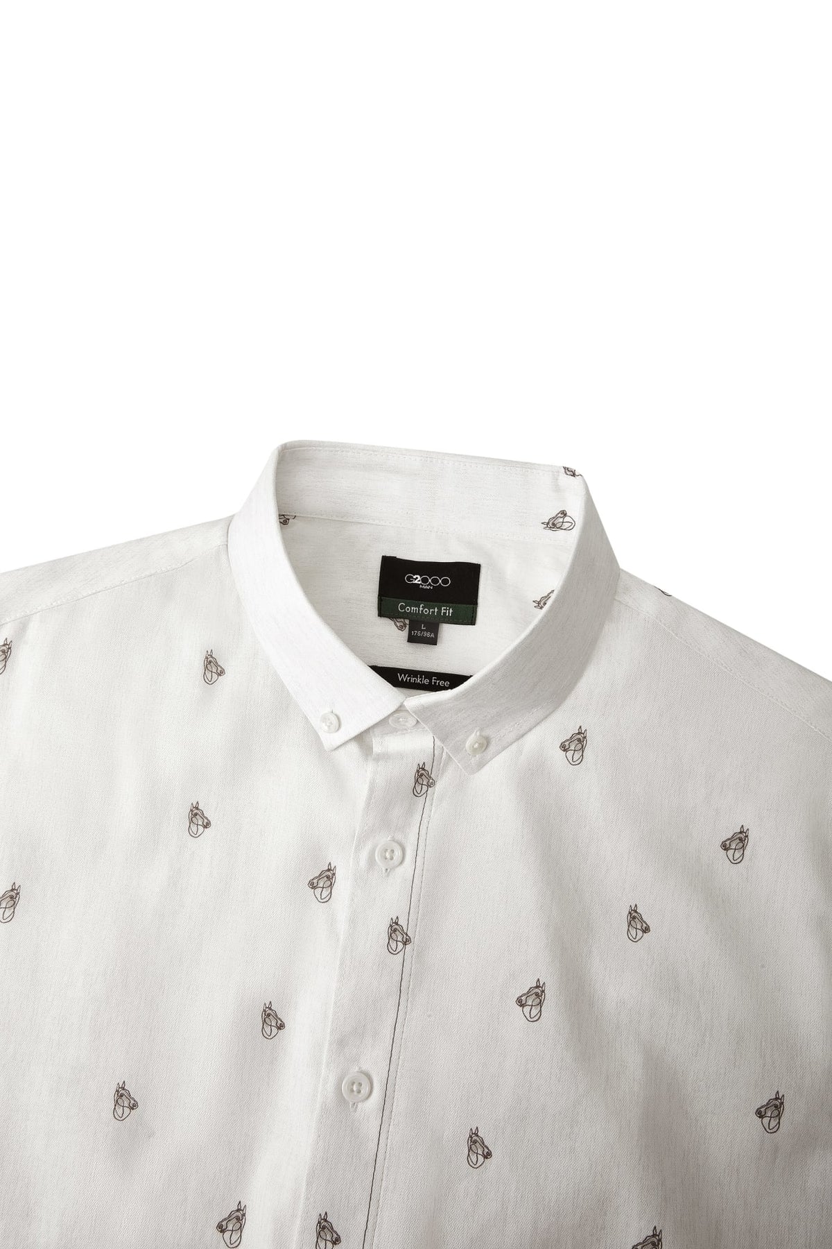 G2000 - Shirts - Wrinkle-Free Mini Horse Digital Print Comfort Fit Oxford Short Sleeve Casual Shirt