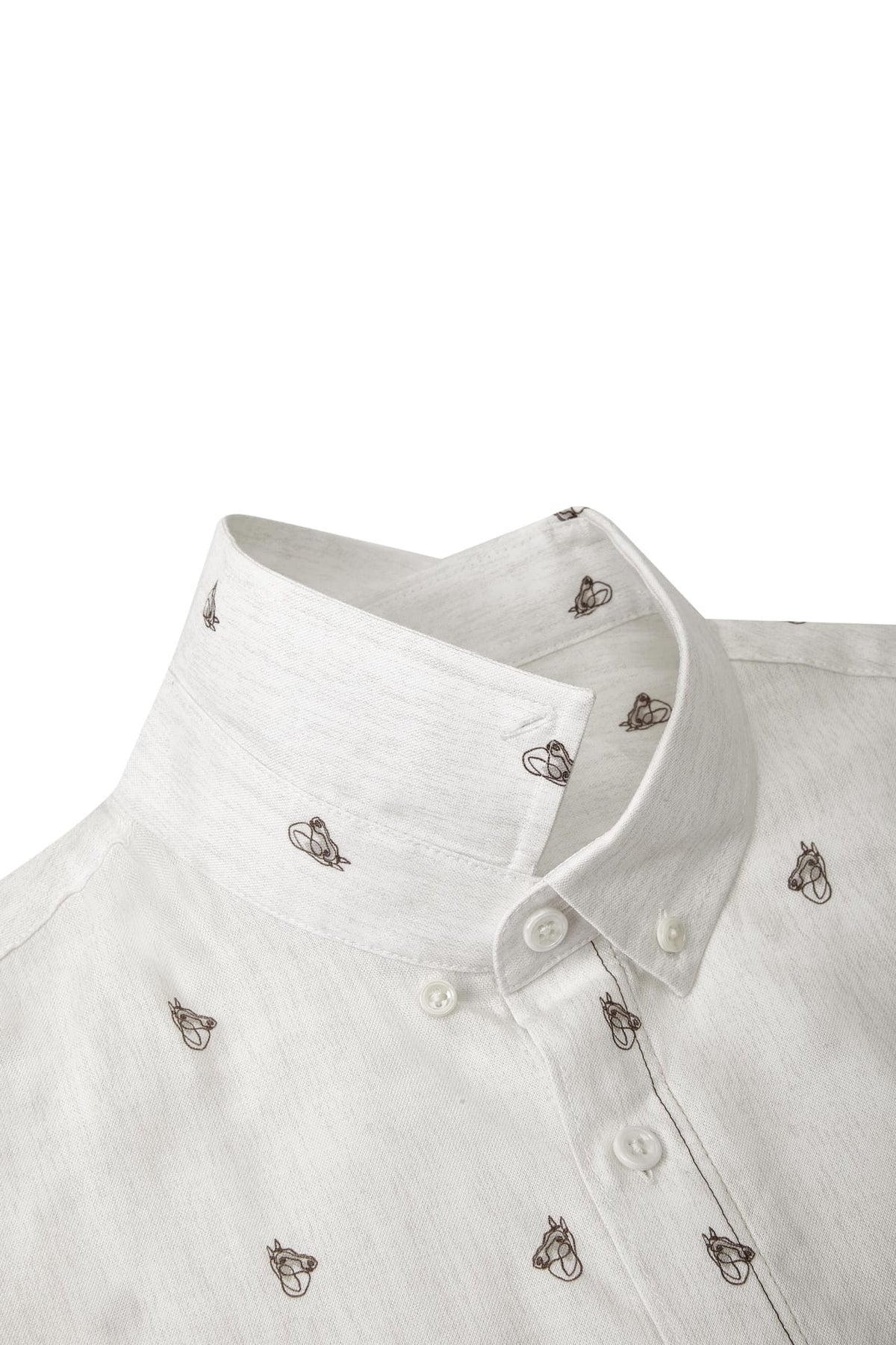 G2000 - Shirts - Wrinkle-Free Mini Horse Digital Print Comfort Fit Oxford Short Sleeve Casual Shirt