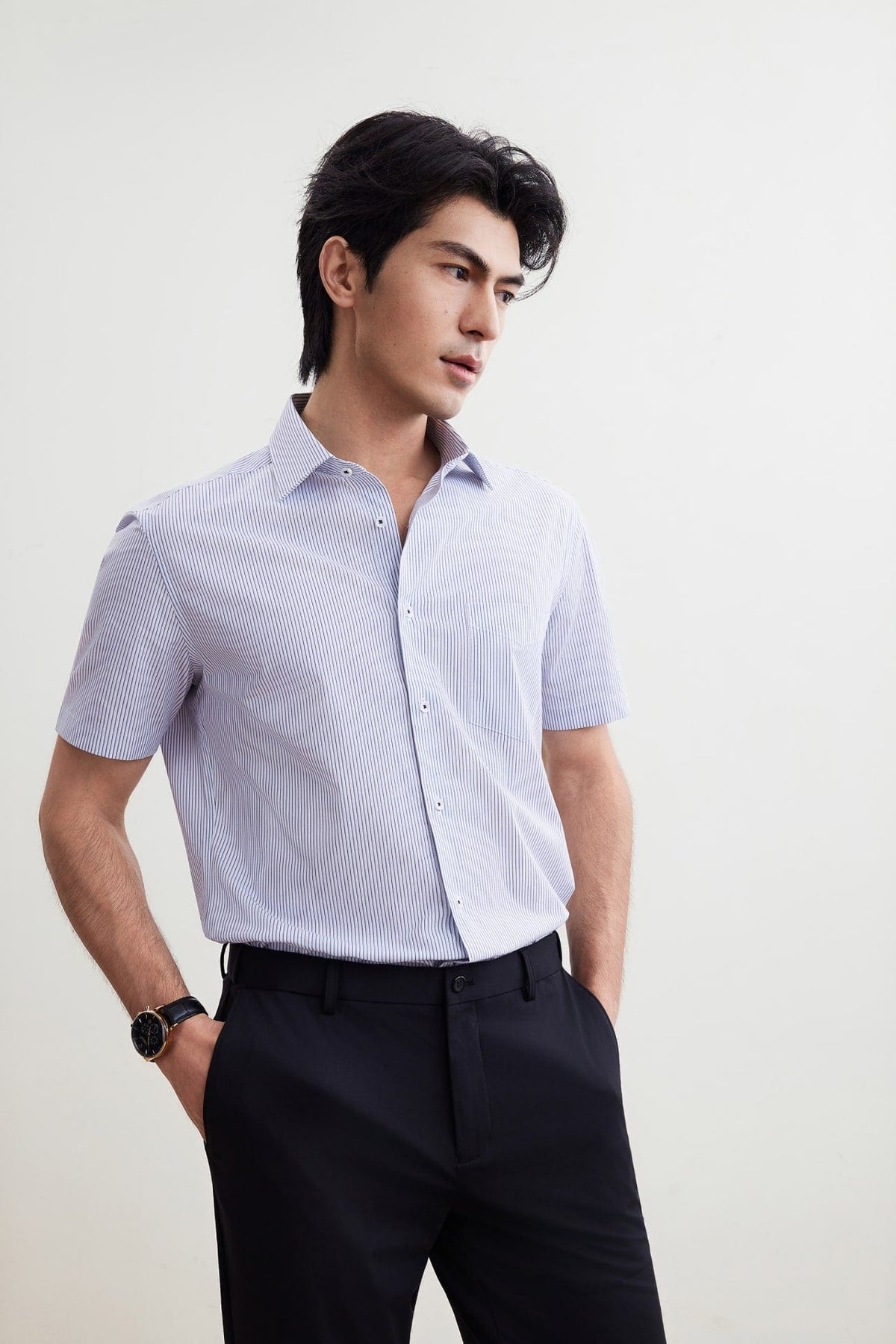 G2000 Shirts Non-Iron Easy Care Smart Fit Stripe Short Sleeve Shirt