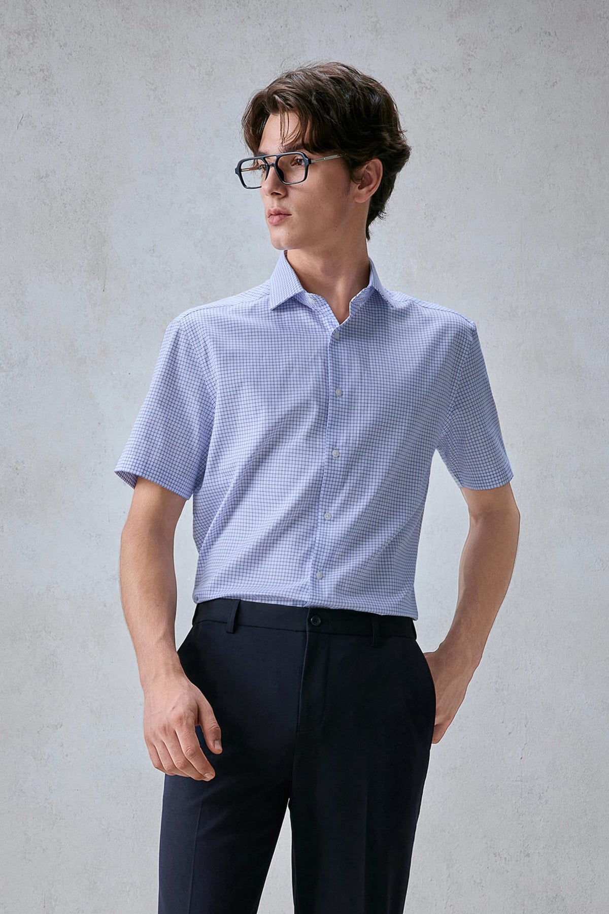 G2000 Shirts Non-Iron Easy Care Check Smart Fit Short Sleeve Shirt