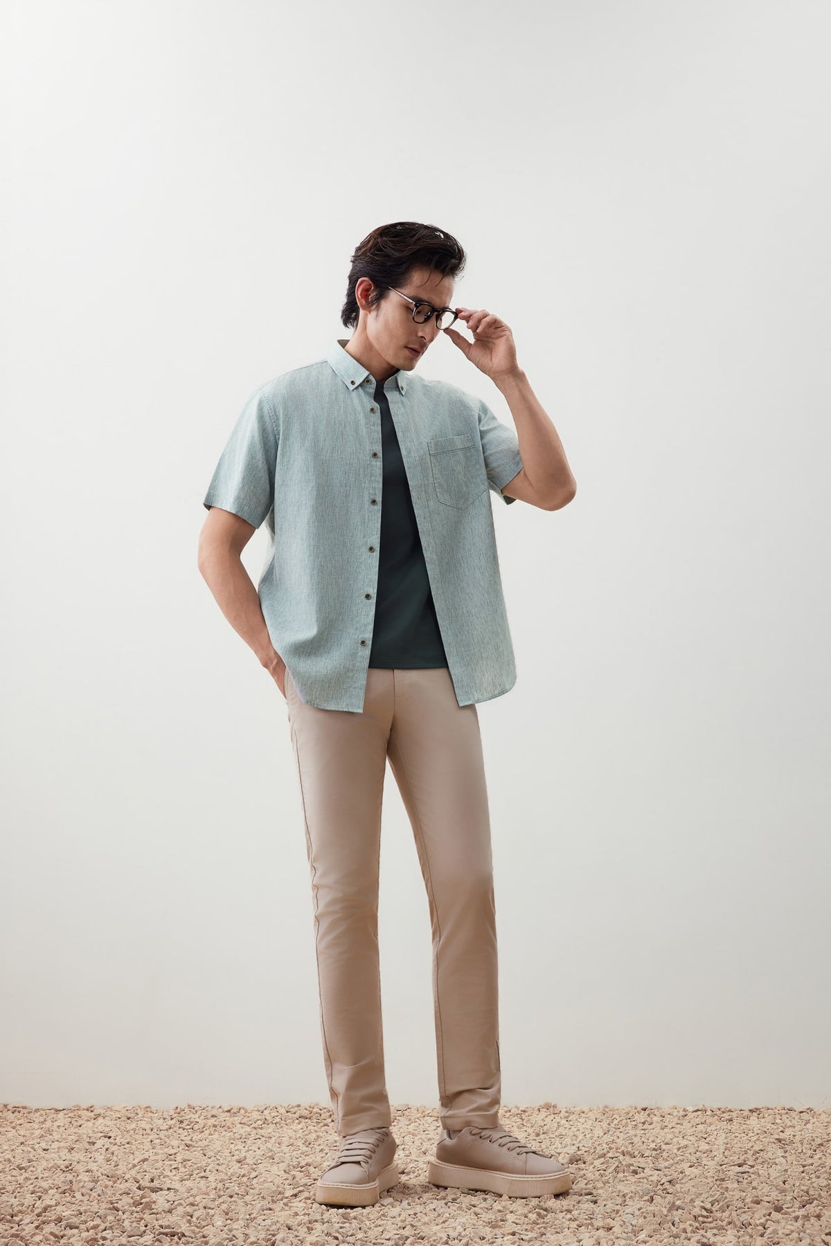 G2000 Shirts Linen Blend Comfort Fit Stripe Short Sleeve Casual Shirt
