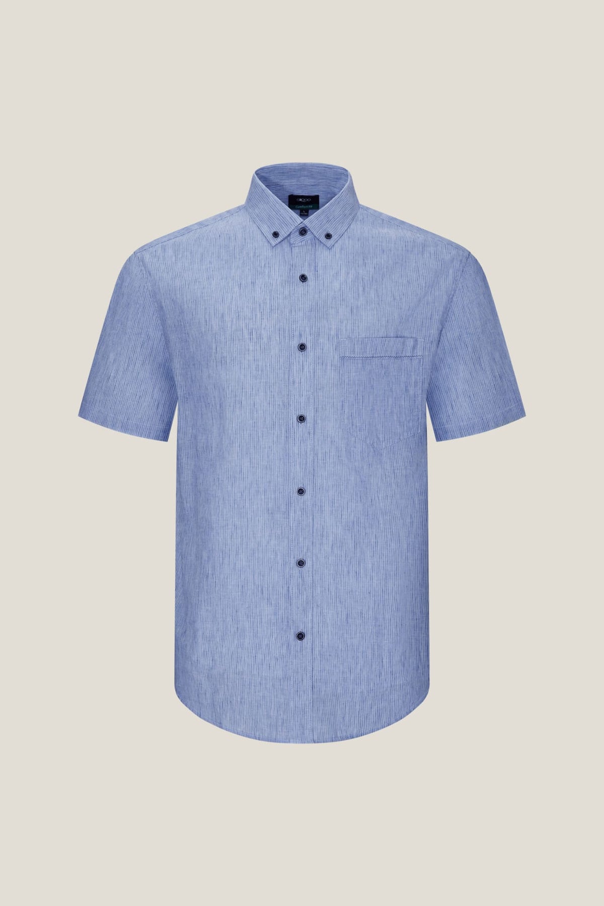 G2000 Shirts Linen Blend Comfort Fit Stripe Short Sleeve Casual Shirt True Navy Comfort