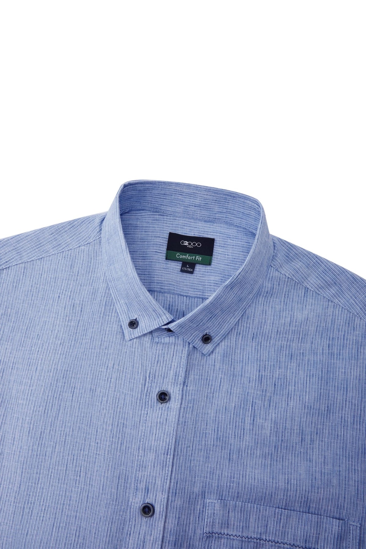 G2000 Shirts Linen Blend Comfort Fit Stripe Short Sleeve Casual Shirt